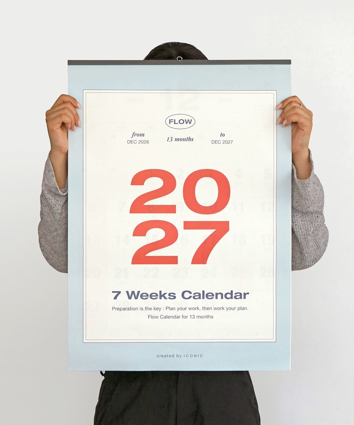 아이코닉(ICONIC) 2027 플로우 월 캘린더 A2 벽걸이달력 대형