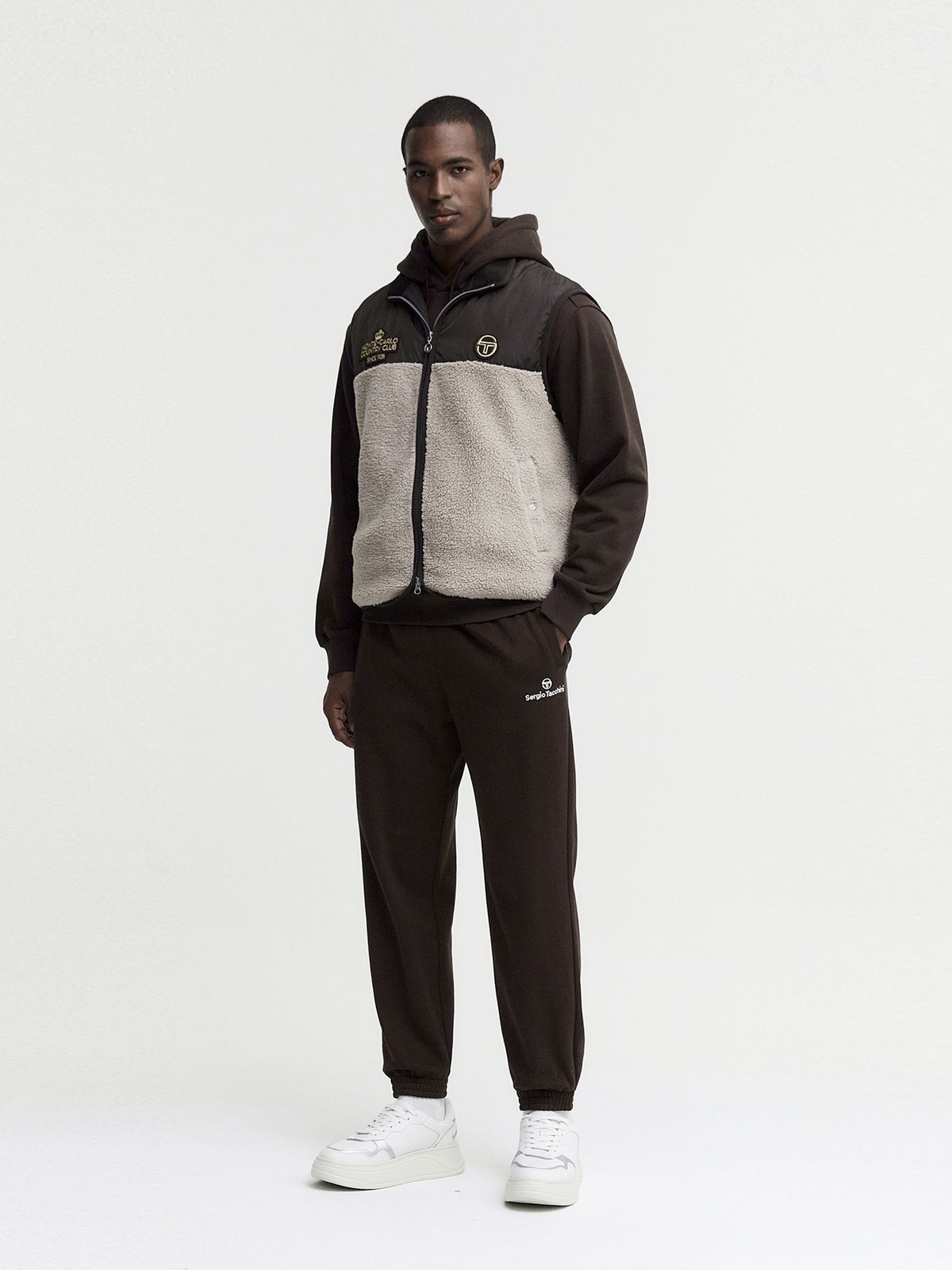 세르지오 타키니(SERGIO TACCHINI) M MC 우븐 믹스 플리스 베스트 (D.Brown)