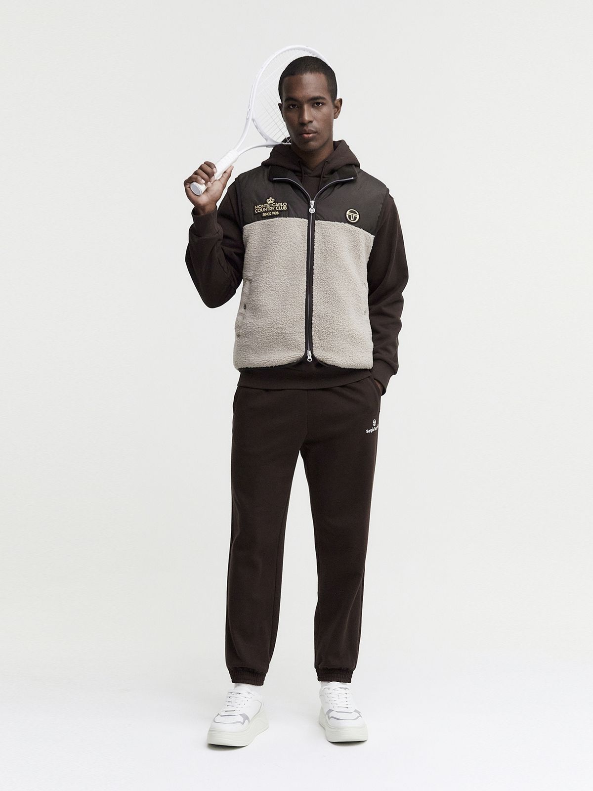 세르지오 타키니(SERGIO TACCHINI) M MC 우븐 믹스 플리스 베스트 (D.Brown)