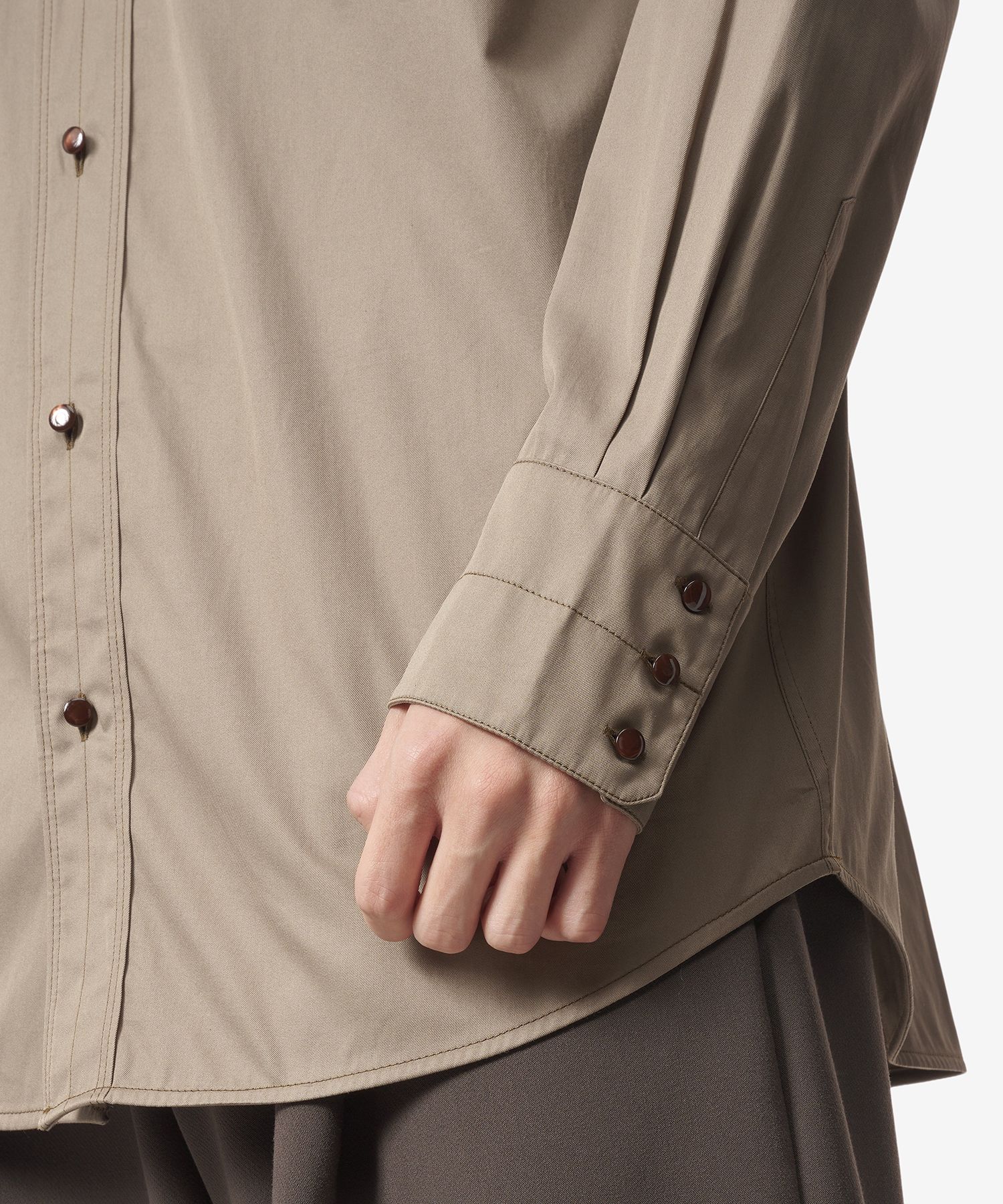 MUSINSA公式 | LEMAIRE Relaxed Western Cotton Shirt - Brown