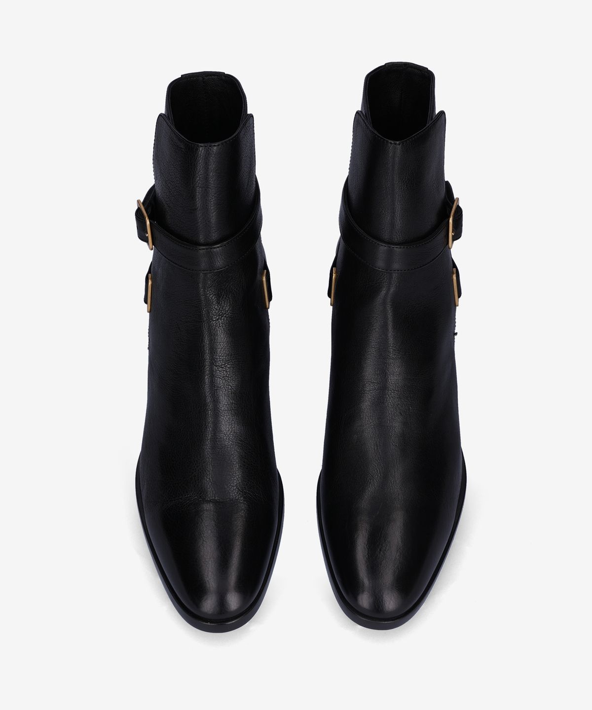 생로랑(SAINT LAURENT) 도리나 버클 스트랩 앵클 부츠 - 블랙 / 75594725V001000