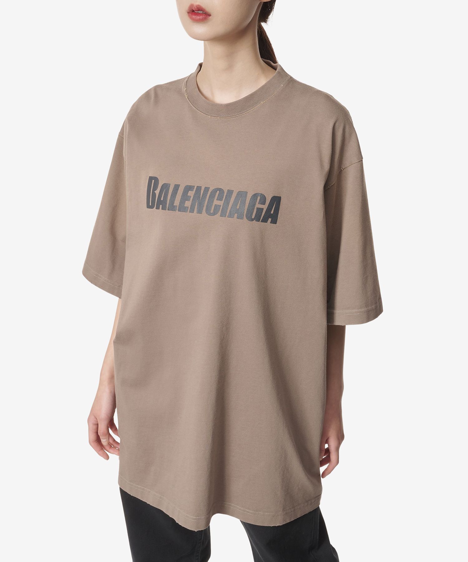 ★BALENCIAGA★ Logo Boxy Short Sleeve T-Shirt Top Black 6517 BALENCIAGA embrodered double B logo - Boxy Tee Shirt Size L