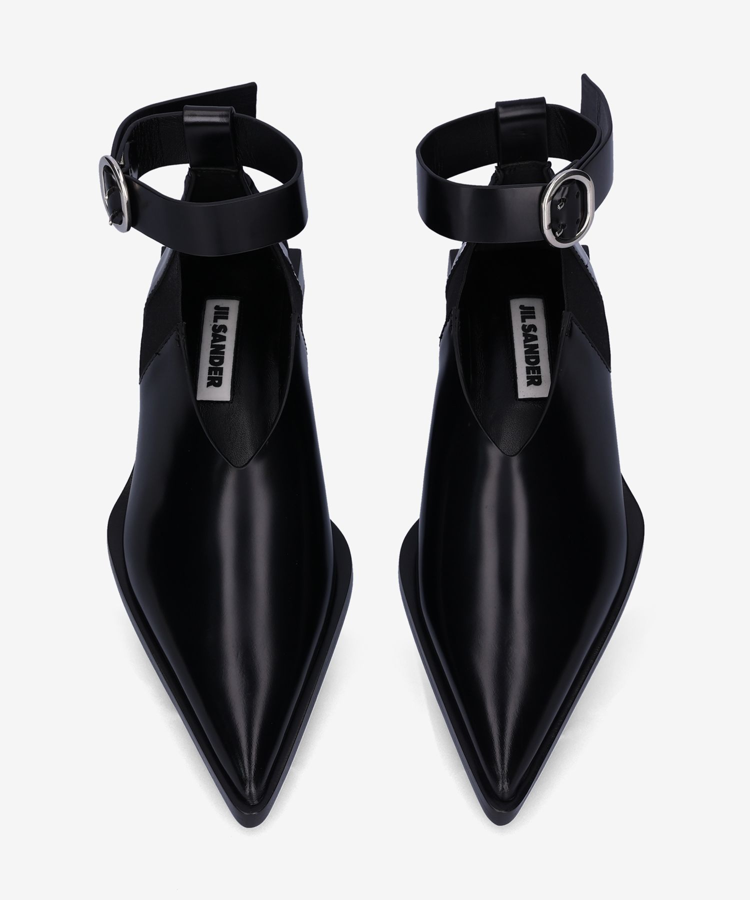 MUSINSA公式 | JIL SANDER Leather Pointed Flat Shoes - Black