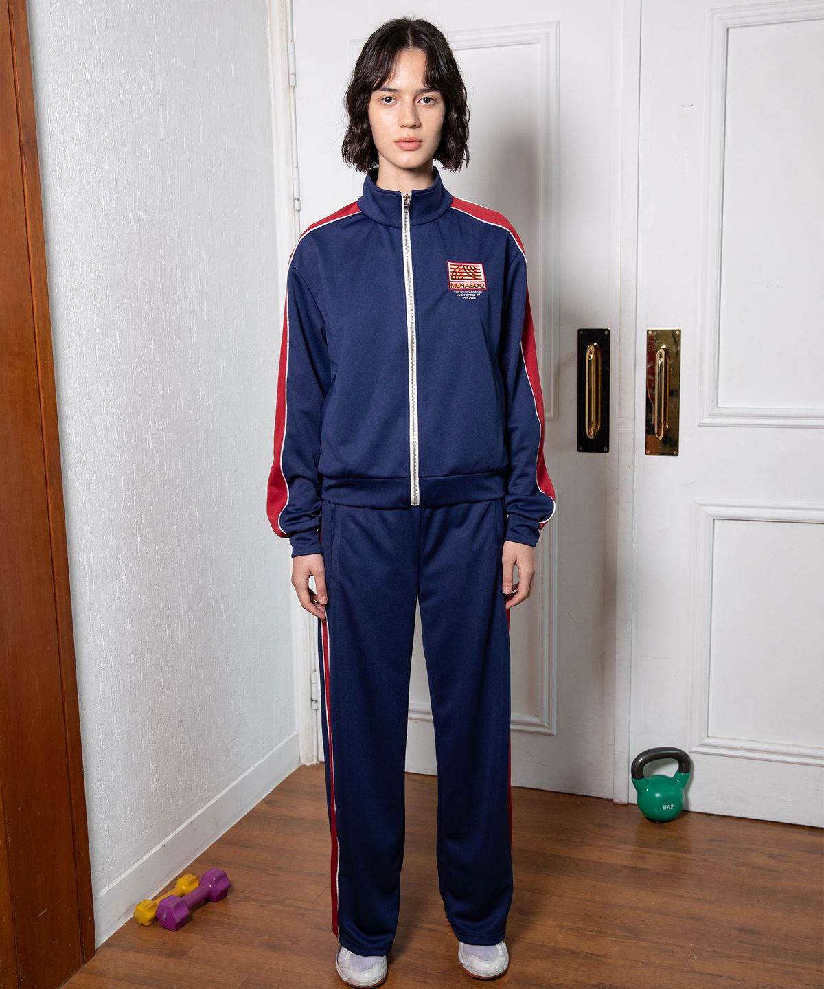 미나수(MENASOO) SIDELINE POINT ZIP-UP JACKET_NAVY
