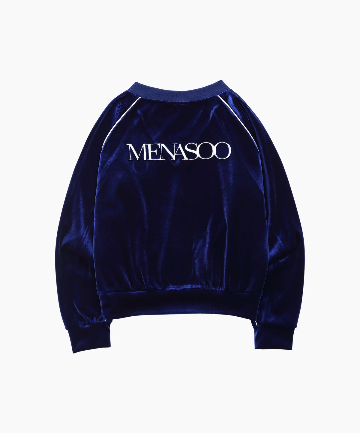 미나수(MENASOO) VELVET V-NECK  TOP_NAVY