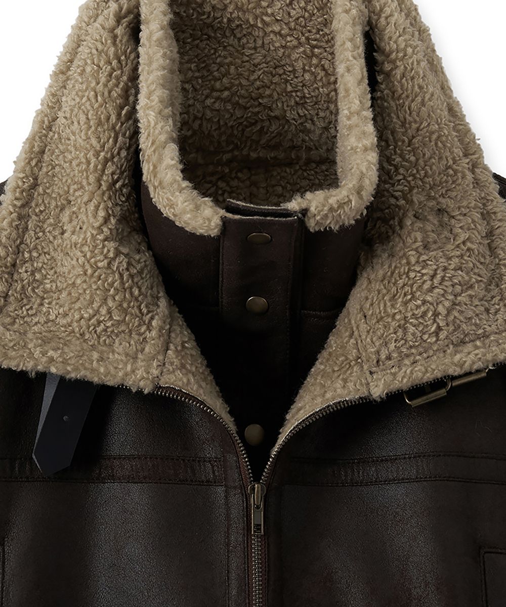 MUSINSA | NOIRER FOR WOMAN Cropped layered shearling jacket