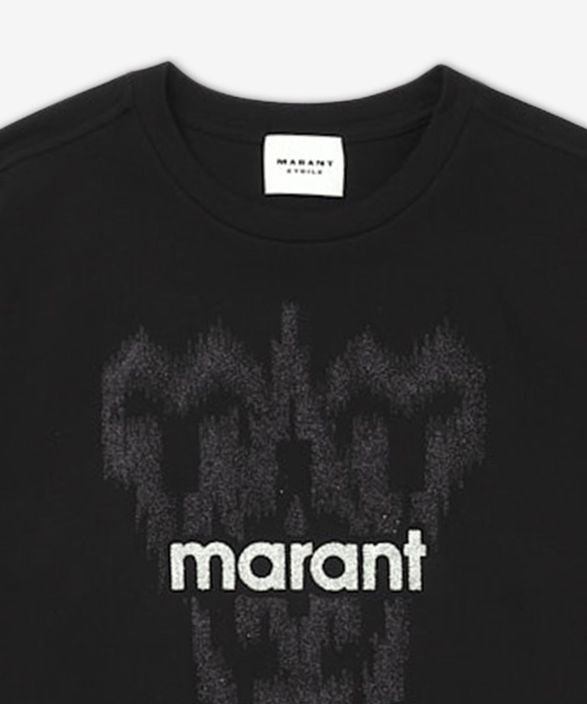 이자벨마랑(ISABEL MARANT) 여성 즈웰 글리터 프린트 반팔 티셔츠 - 블랙 / TS0001FAA1N88E01BK
