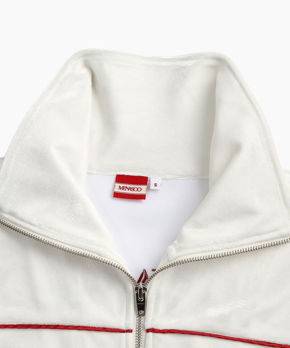 미나수(MENASOO) VELVET ZIP-UP JACKET_WHITE