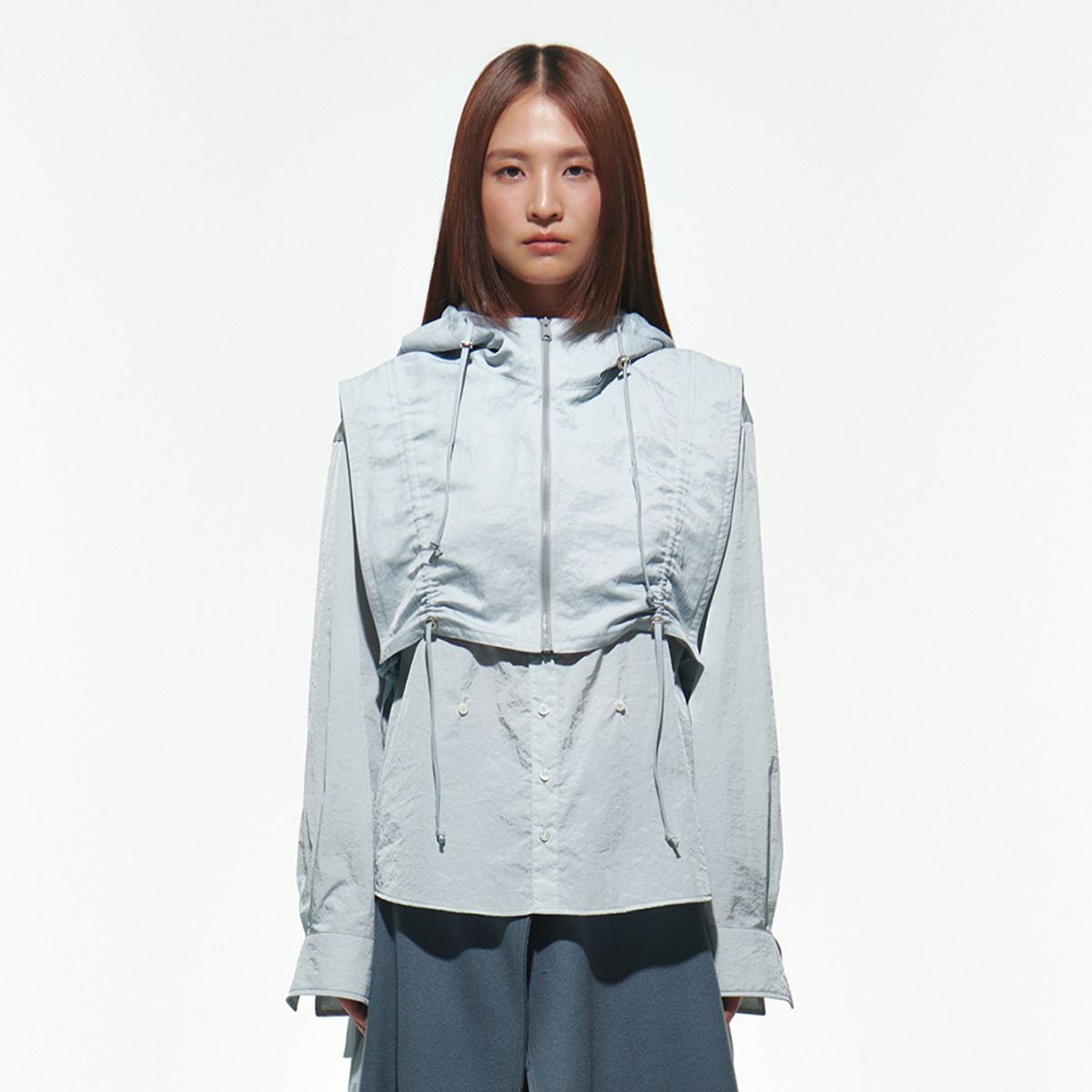 이어스트(EERST) Open Hooded Vest [Pale Blue]