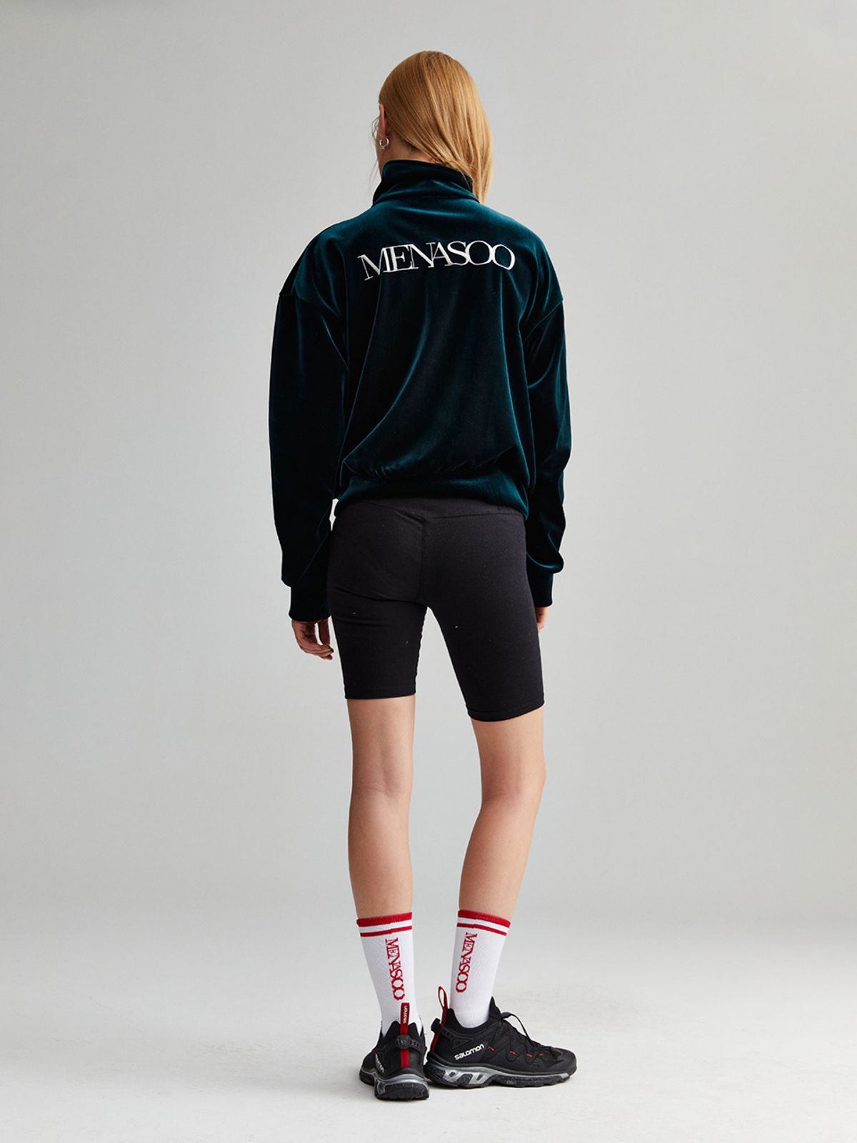 미나수(MENASOO) VELVET ZIP-UP JACKET_GREEN