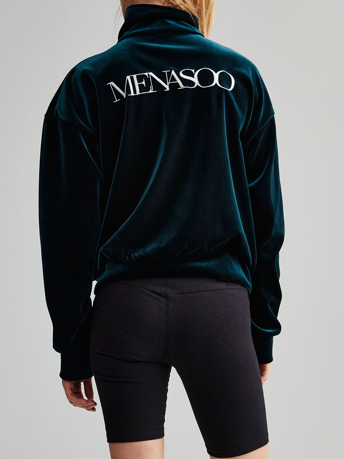 미나수(MENASOO) VELVET ZIP-UP JACKET_GREEN