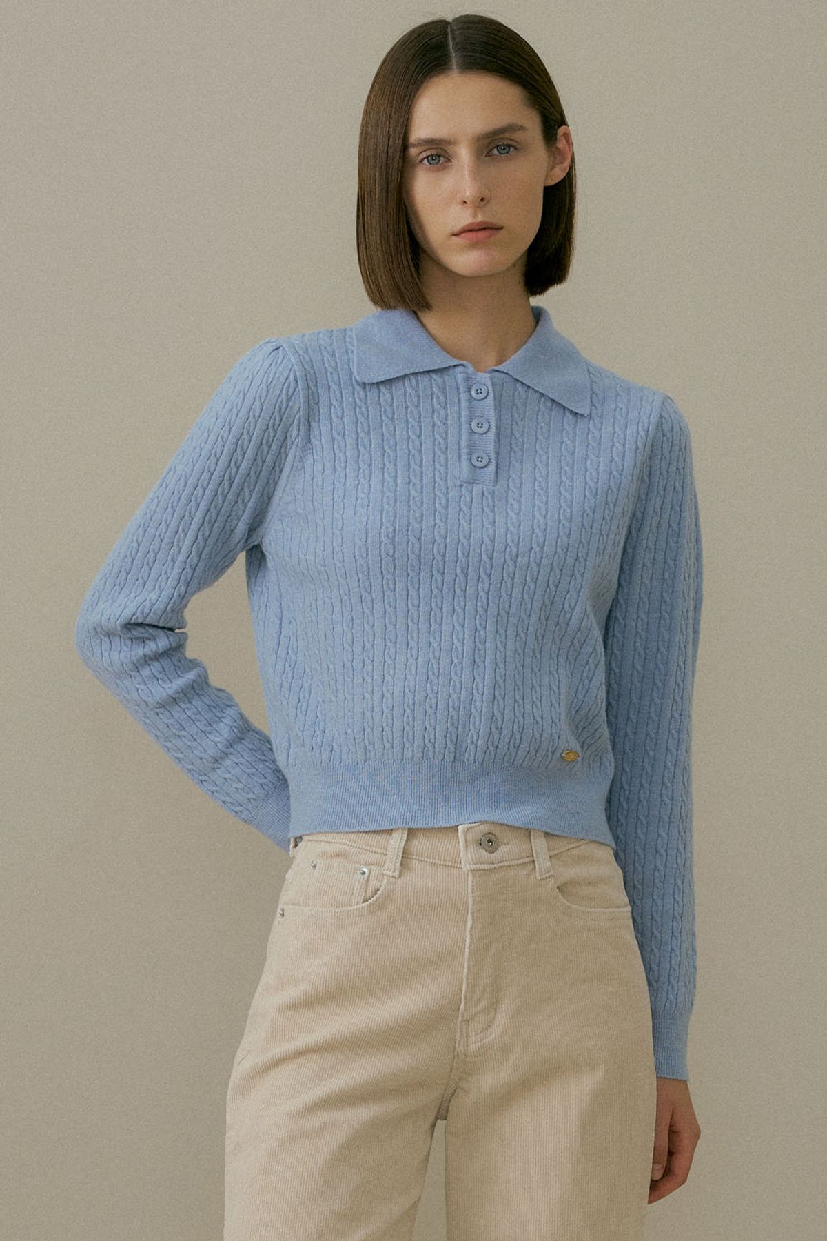더페니(THE PENNY) WOOL COLLAR CABLE KNIT