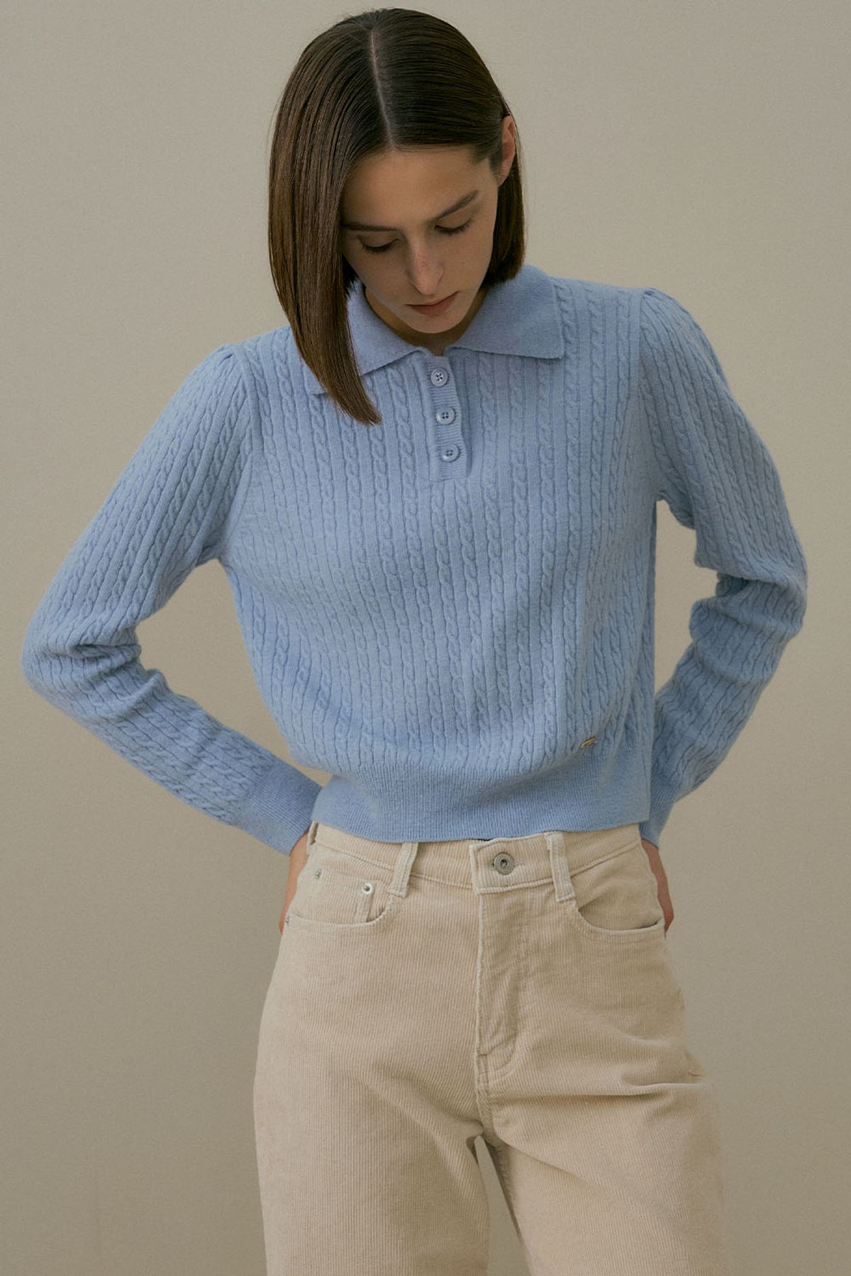 더페니(THE PENNY) WOOL COLLAR CABLE KNIT