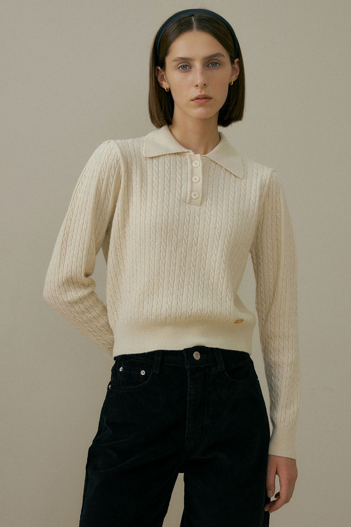 더페니(THE PENNY) WOOL COLLAR CABLE KNIT
