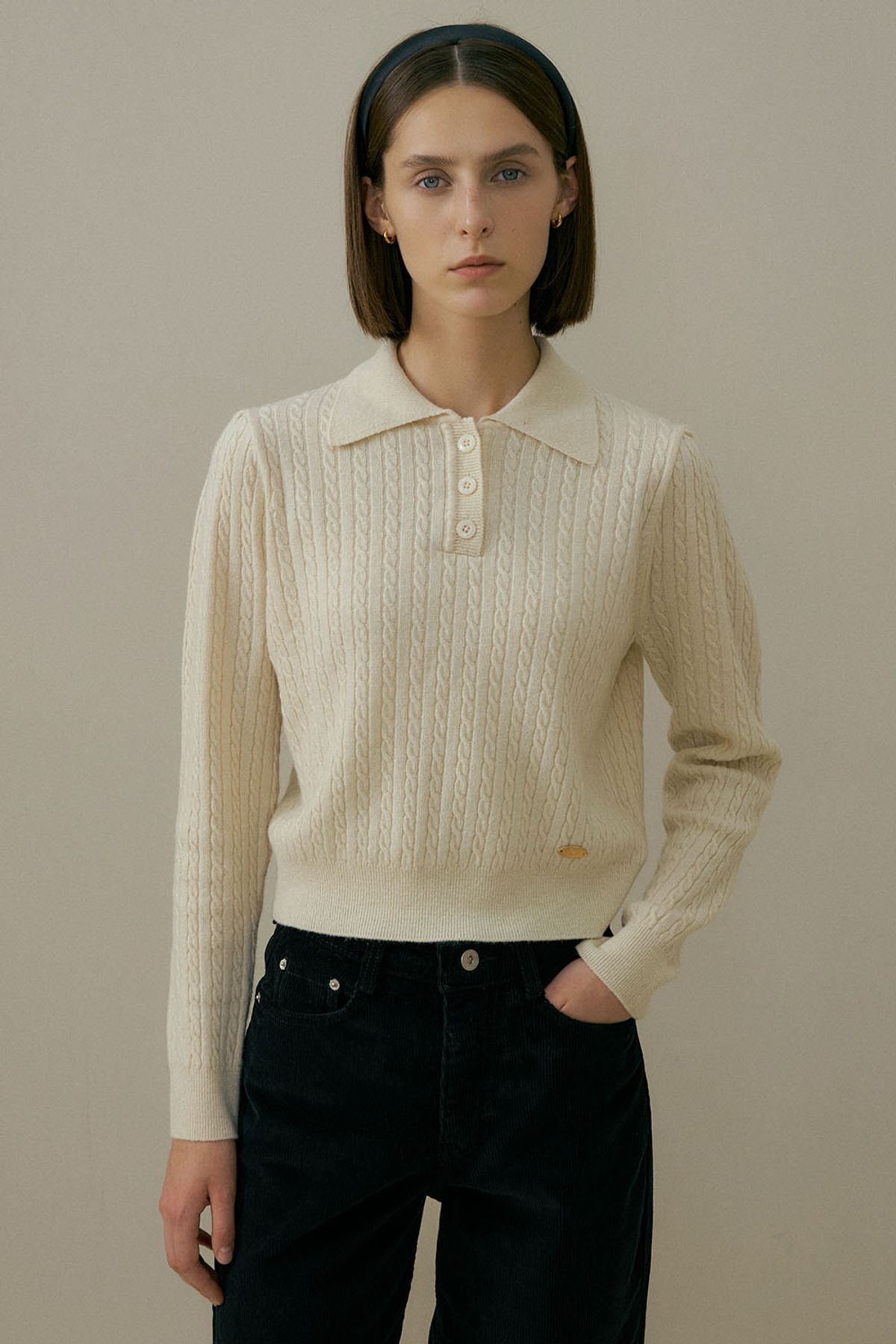더페니(THE PENNY) WOOL COLLAR CABLE KNIT