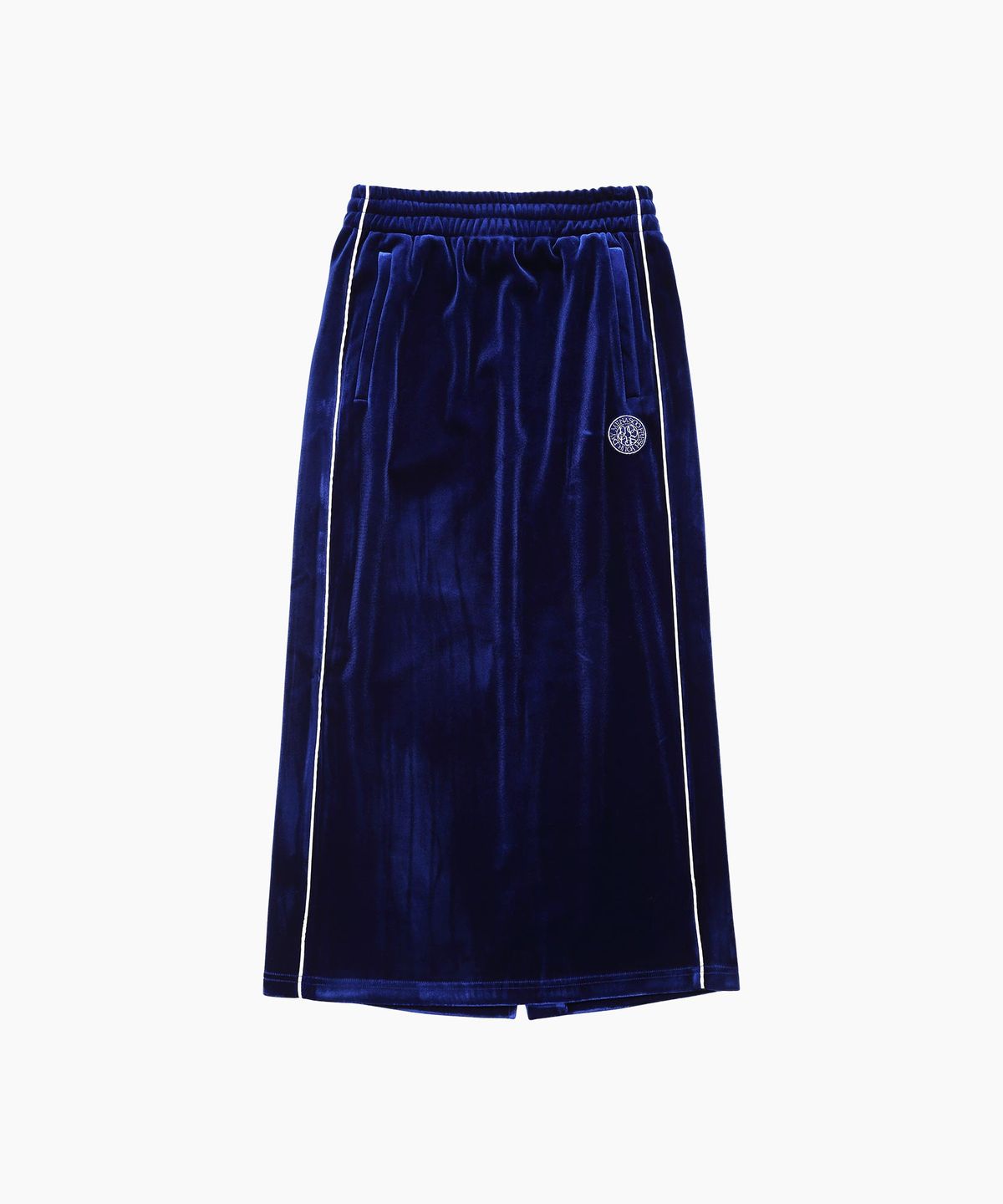 미나수(MENASOO) VELVET TRACK LONG SKIRT_NAVY