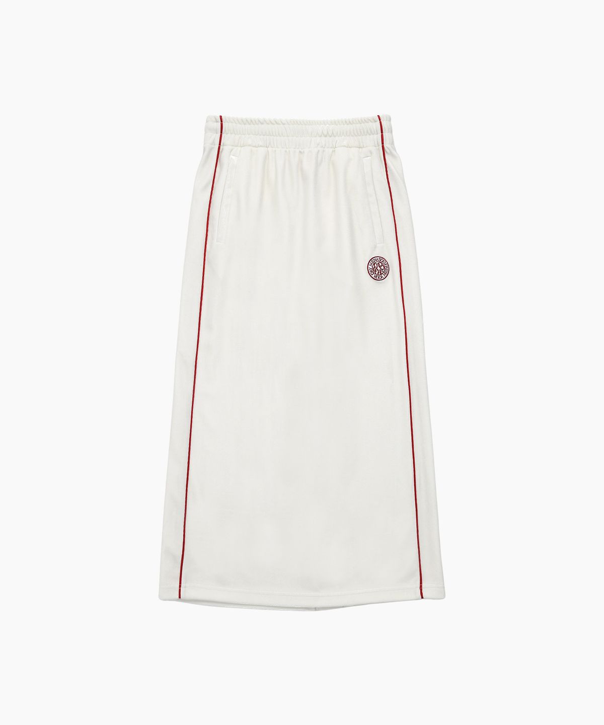 미나수(MENASOO) VELVET TRACK LONG SKIRT_WHITE
