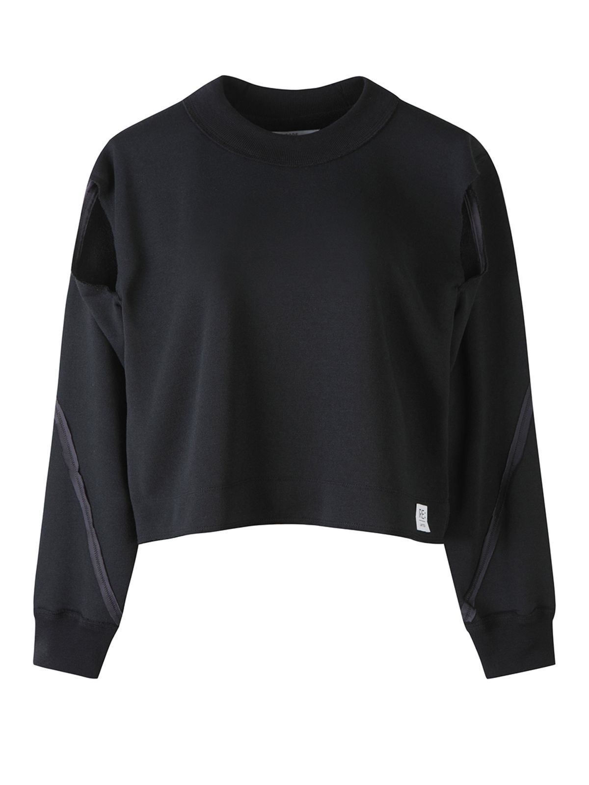 래코드(RECODE) Cut Out Raw Detail Sweatshirts_RQTAA23509BKX