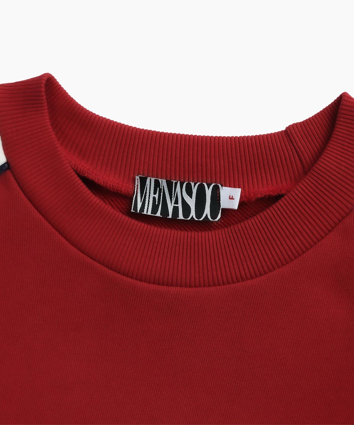 미나수(MENASOO) CIRCLE LETTERING REGLAN SWEATSHIRT_RED