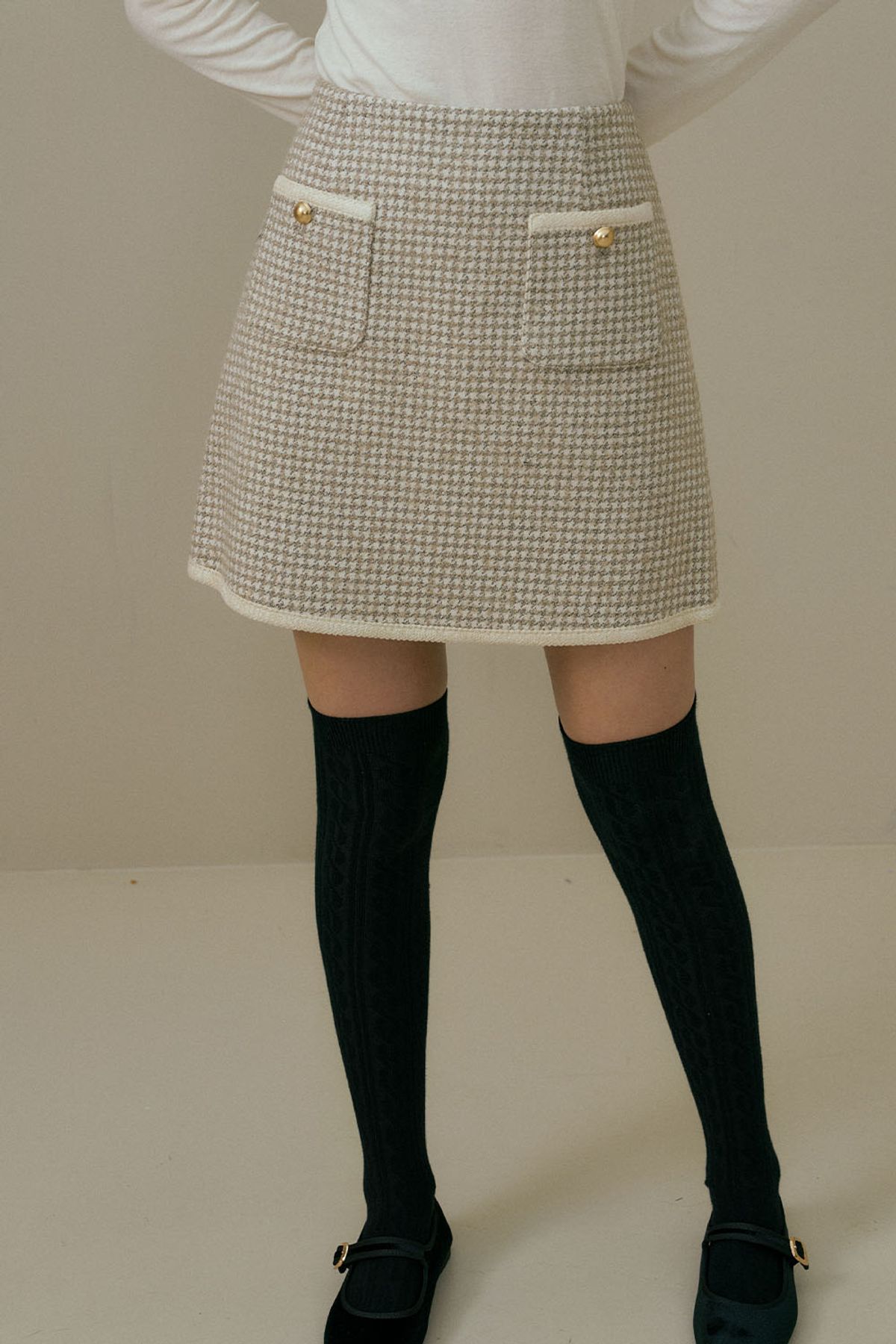 더페니(THE PENNY) HOUND LINE TWEED SKIRT