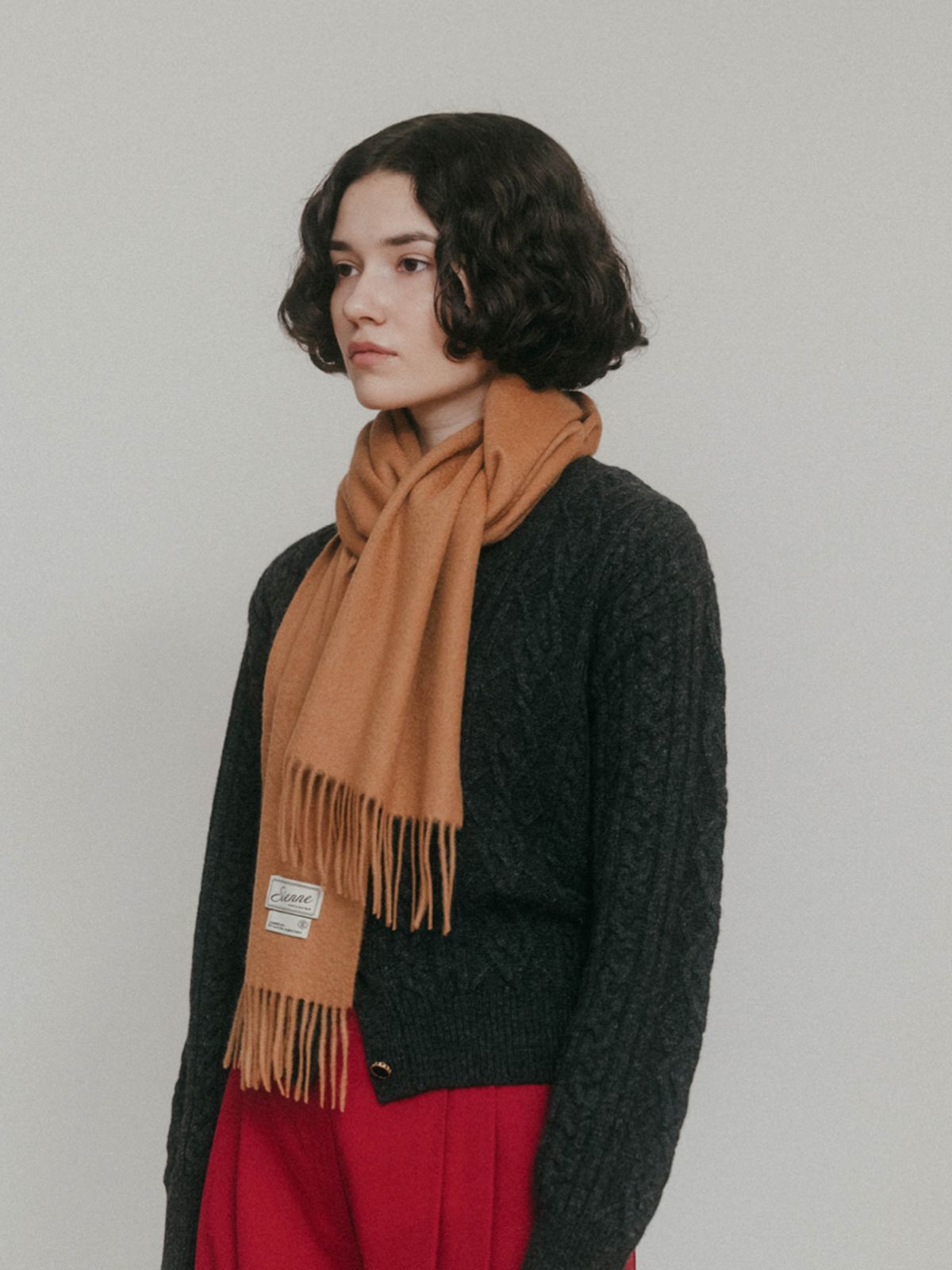 시엔느(SIENNE) Cashmere100 Muffler (Black)