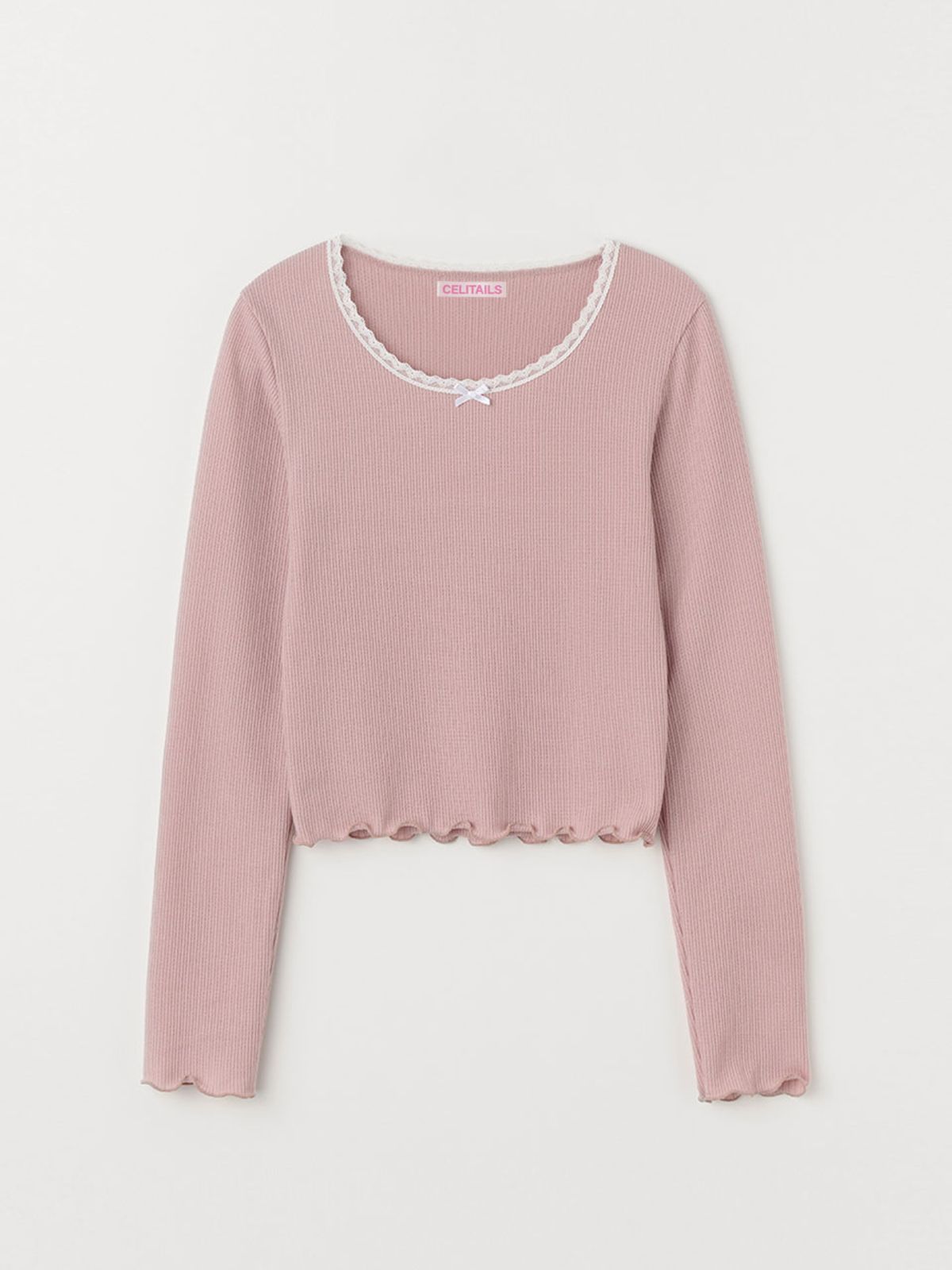 셀리테일즈(CELITAILS) TRIMMING LACE T-SHIRTS_PINK