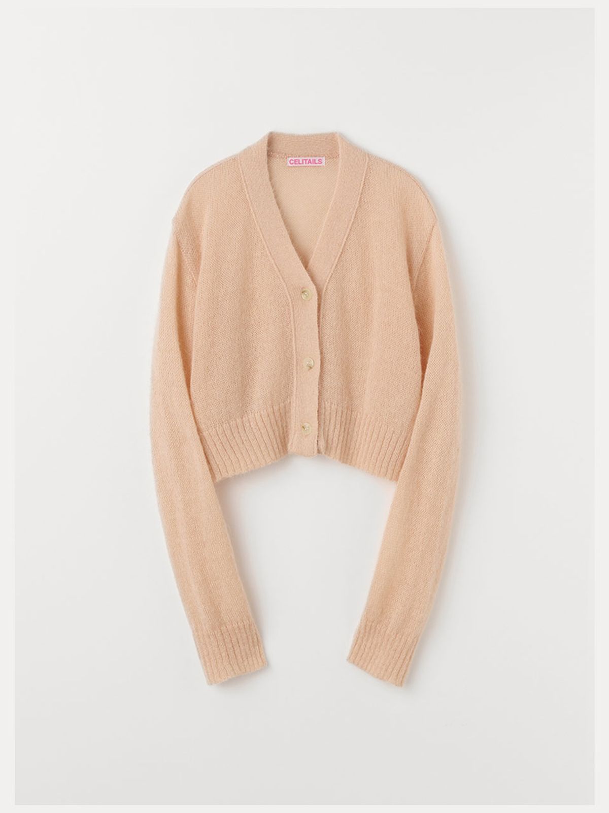 셀리테일즈(CELITAILS) MOHAIR CROP CARDIGAN_SALMON