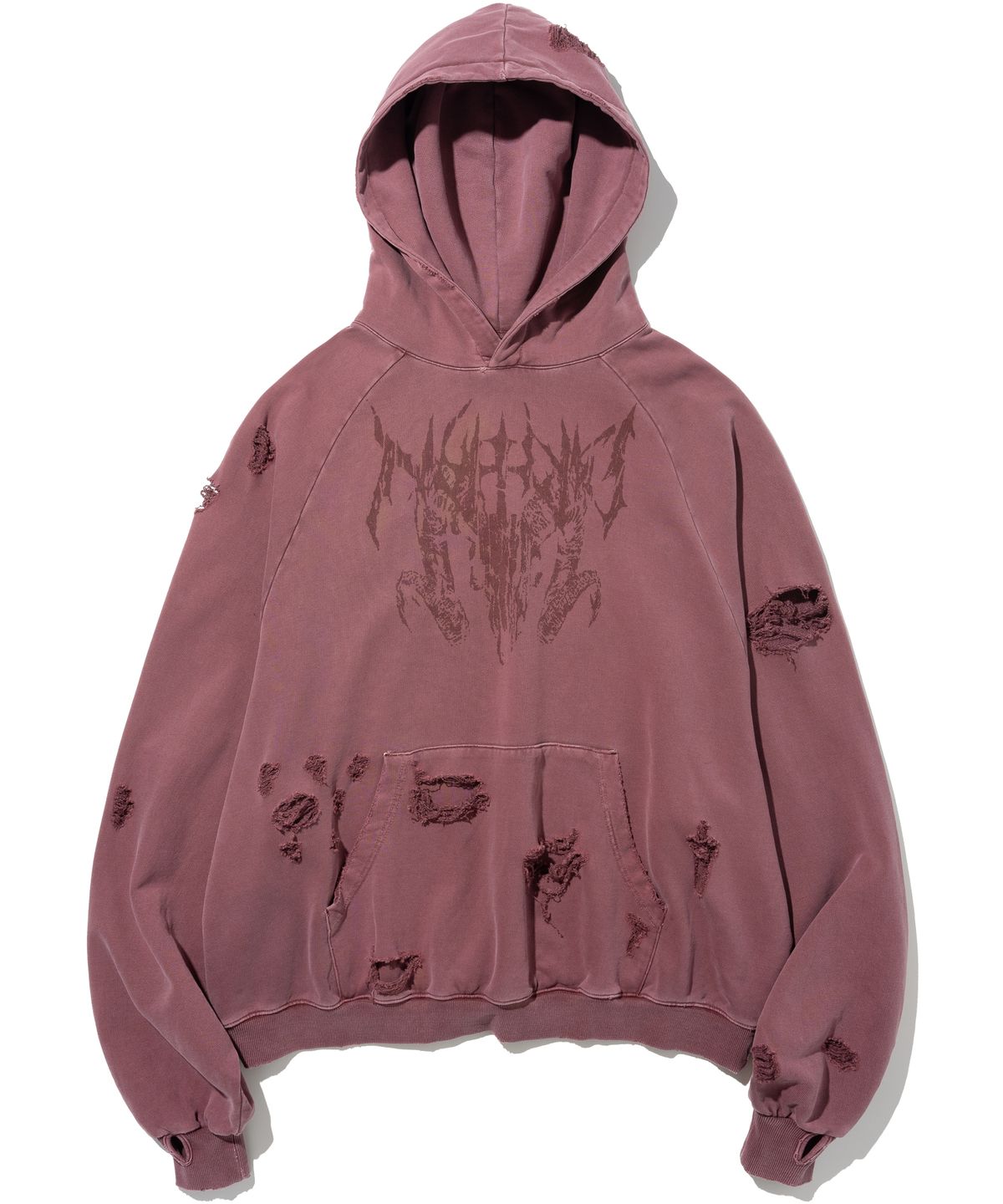 낫포너드(NOT4NERD) Destroyed Pigment Goat Pullover Hood - Red