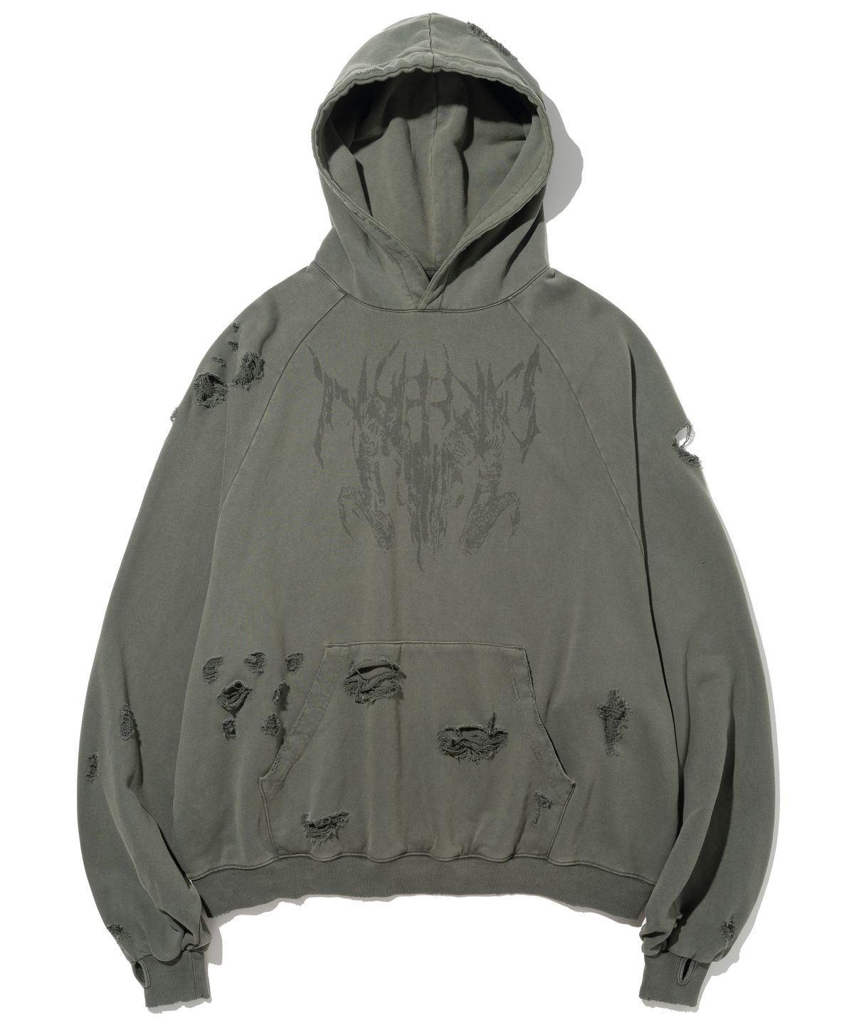 낫포너드(NOT4NERD) Destroyed Pigment Goat Pullover Hood - Khaki