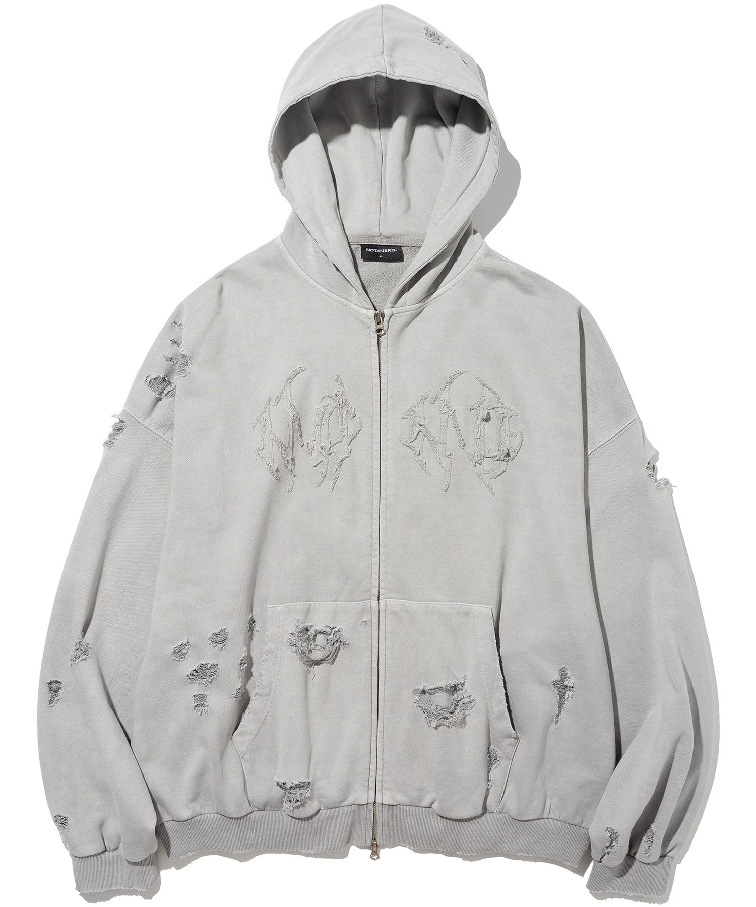 【NOT4NERD】Destroyed N4ND Wild Logo Pigment Hood Zip up MUSINSA | NOT4NERD Destroyed N4ND Wild Logo Pigment Hood Zip