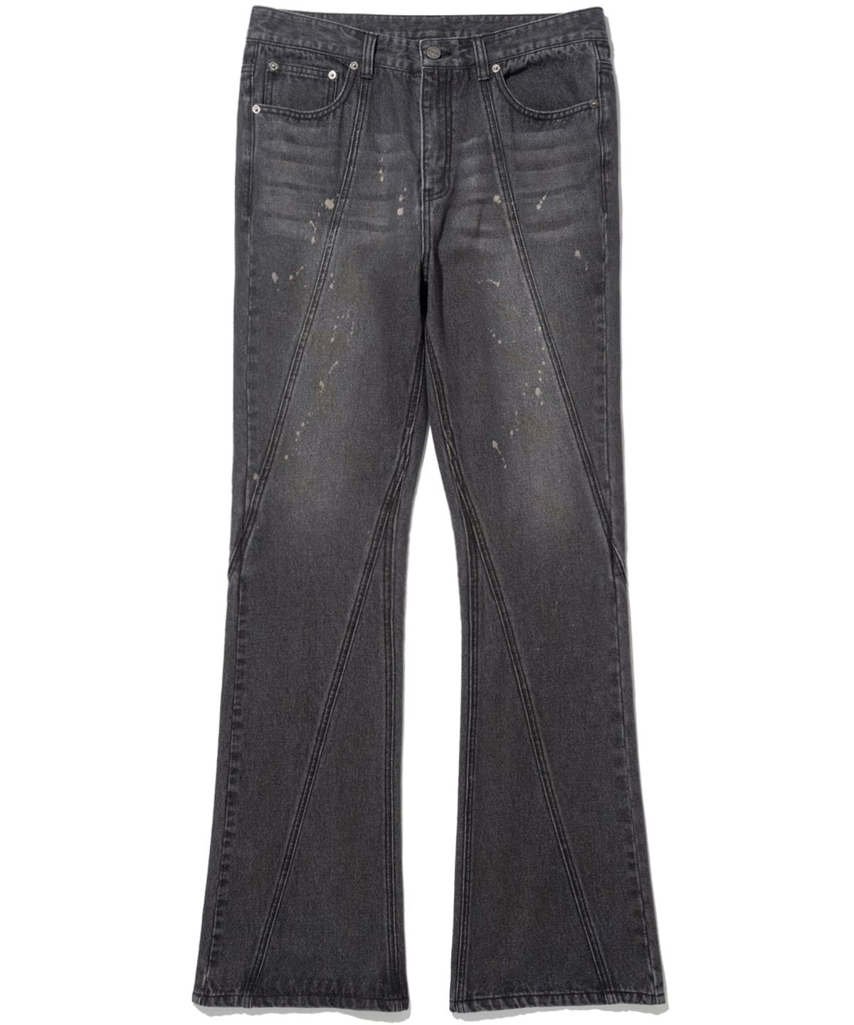 낫포너드(NOT4NERD) Curved Dirty Wash Bootscut Denim Pants - Black