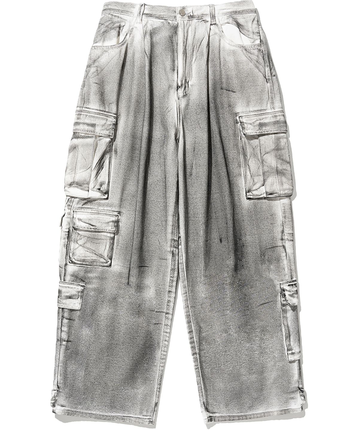 낫포너드(NOT4NERD) Dirty Wash Multi Cargo Denim Pants - White