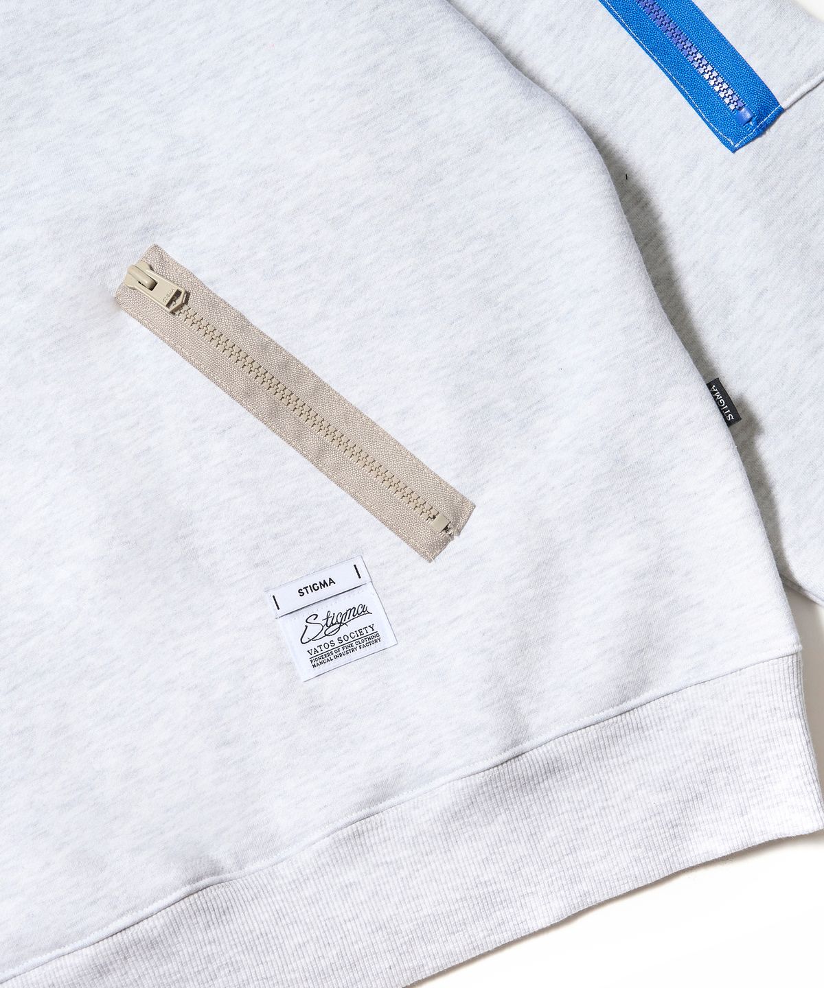 스티그마(STIGMA) ZIPPER OVERSIZED HOODIE WHITE MELANGE