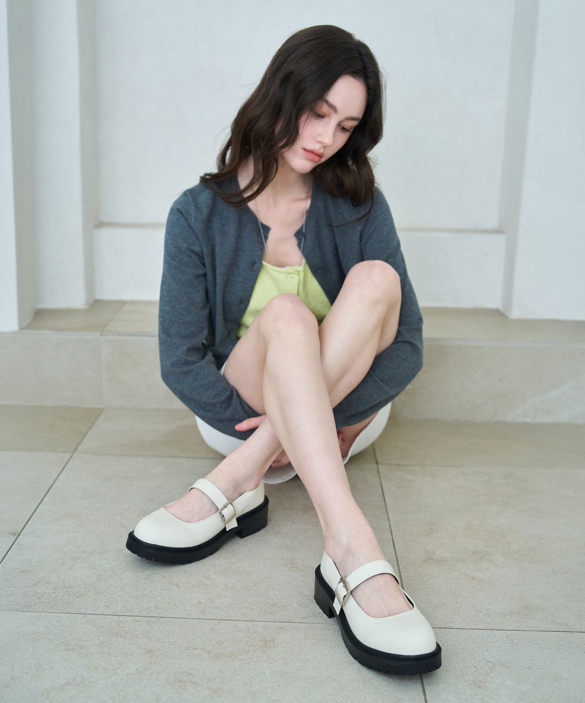 커스텀에이드 우먼(CUSTOMADE WOMAN) 4.5cm 라운드토 청키 메리제인 루디(CW0053IV)