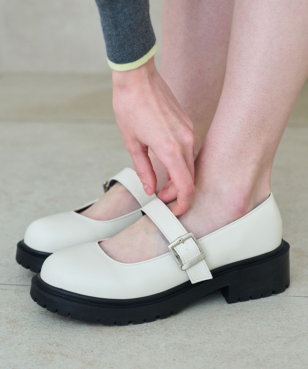 커스텀에이드 우먼(CUSTOMADE WOMAN) 4.5cm 라운드토 청키 메리제인 루디(CW0053IV)