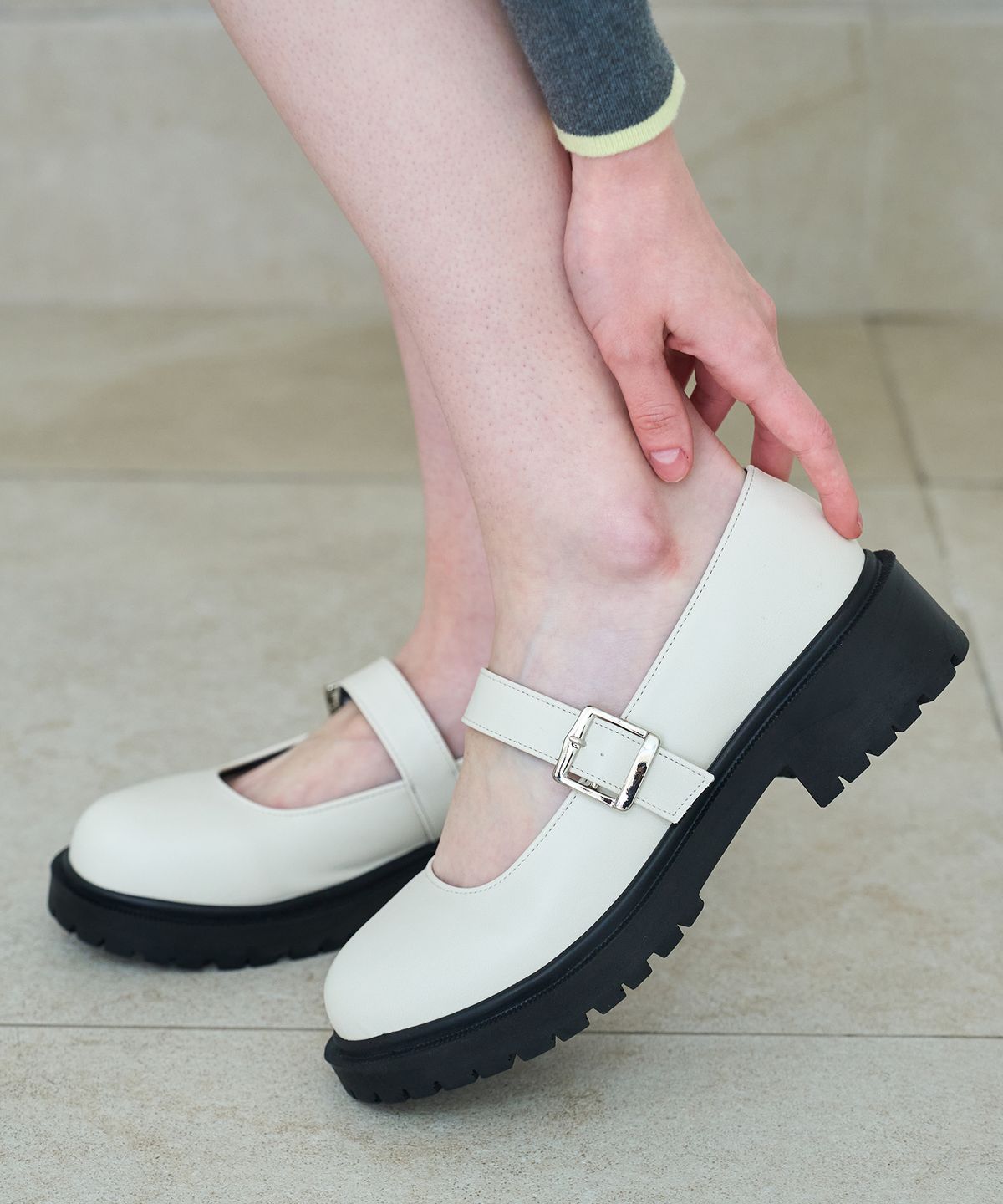 커스텀에이드 우먼(CUSTOMADE WOMAN) 4.5cm 라운드토 청키 메리제인 루디(CW0053IV)