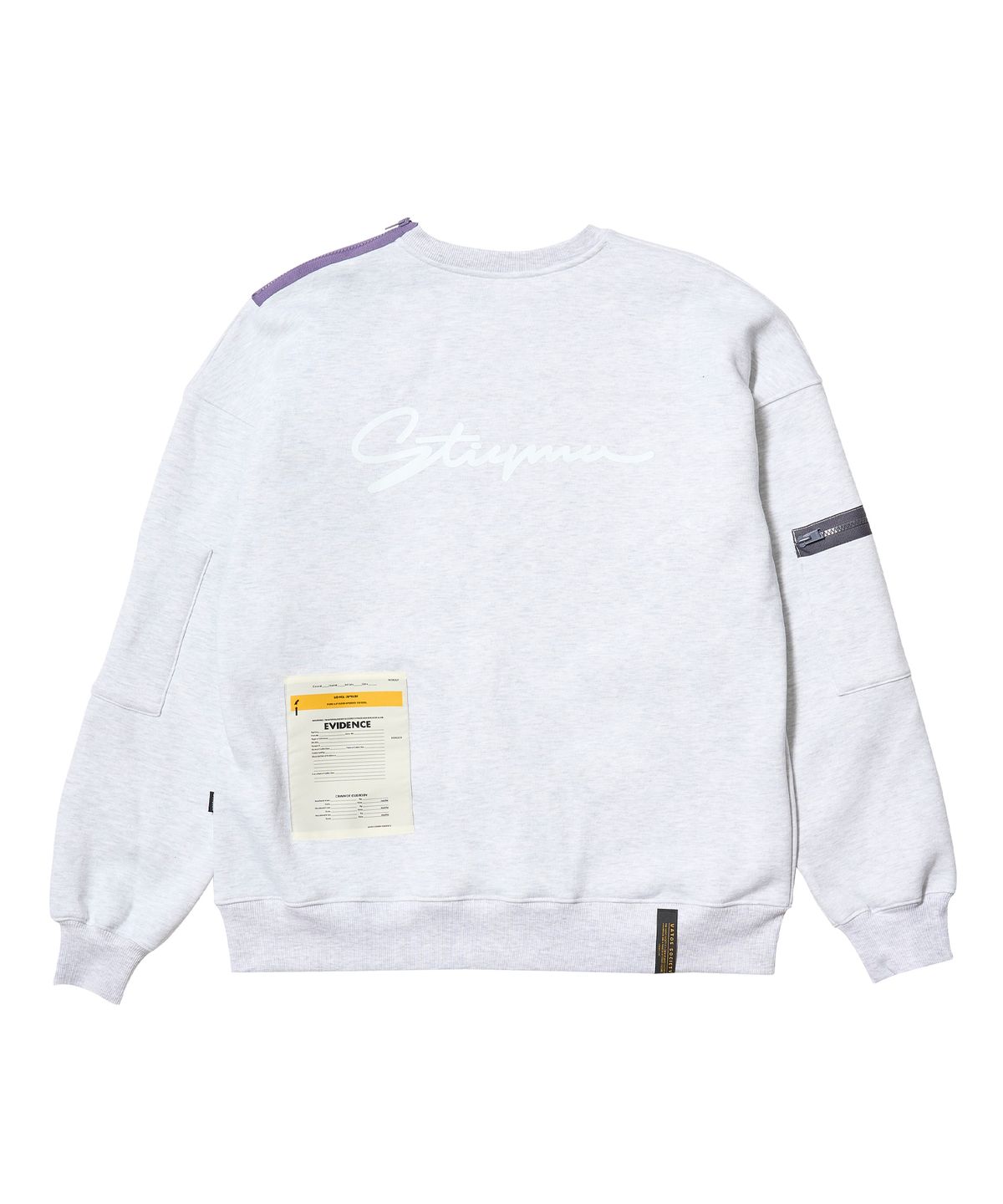 스티그마(STIGMA) ZIPPER OVERSIZED CREWNECK WHITE MELANGE
