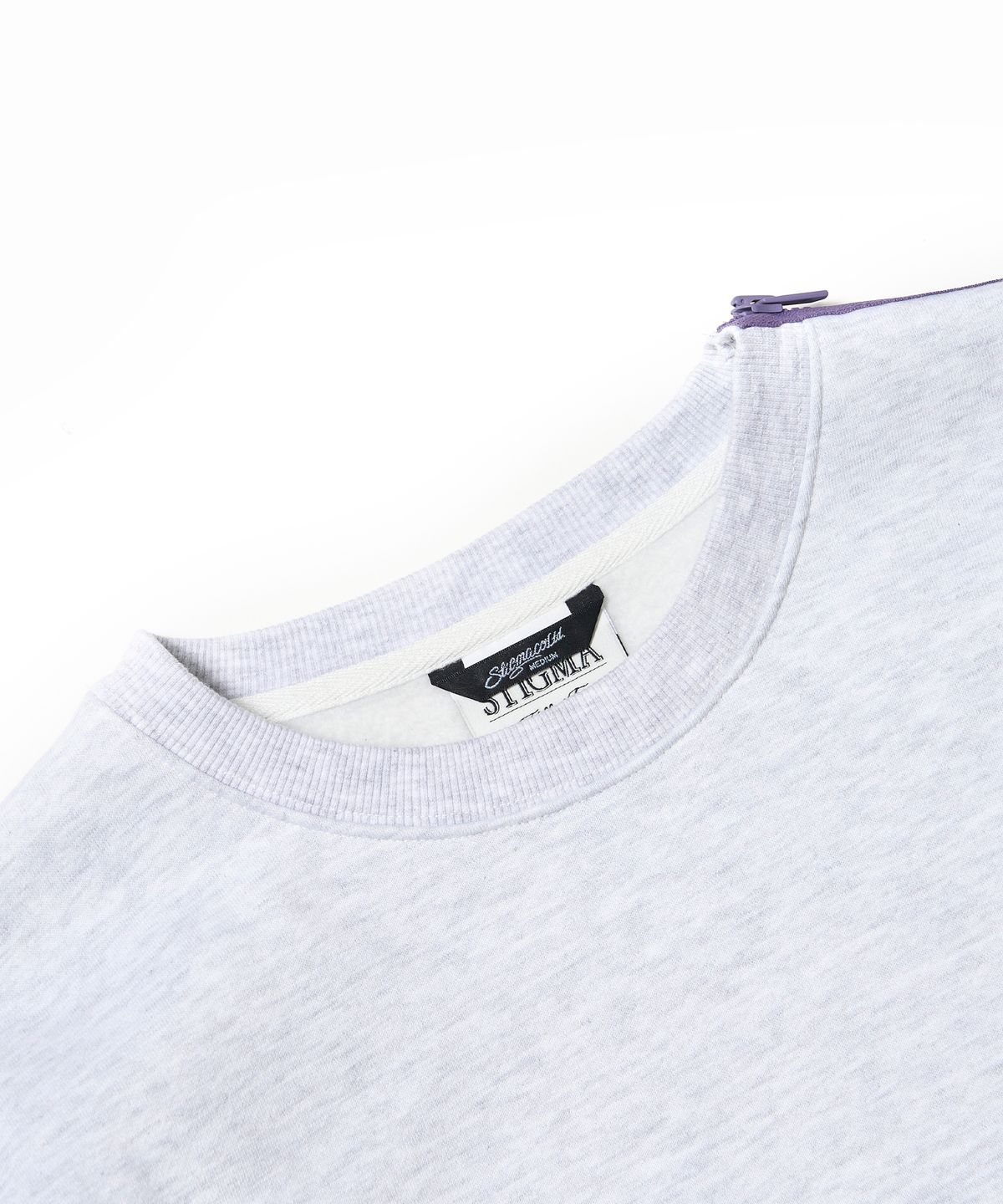 스티그마(STIGMA) ZIPPER OVERSIZED CREWNECK WHITE MELANGE