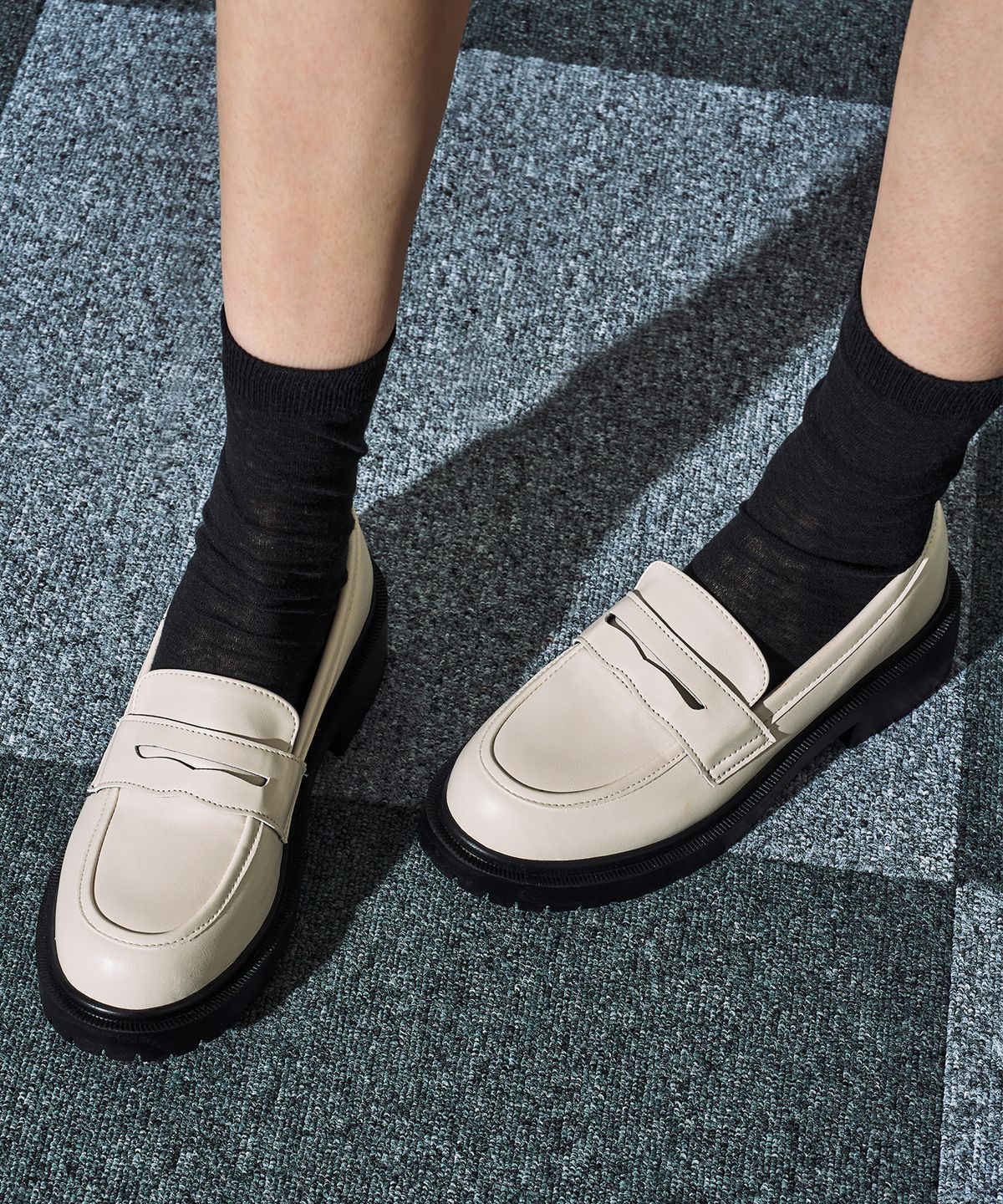 커스텀에이드 우먼(CUSTOMADE WOMAN) 4.5cm 라운드토 청키 페니로퍼 몬드(CW0055IV)