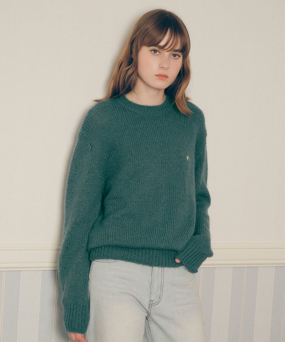 로라로라(ROLAROLA) HAIRY BLEND KNIT DEEP GREEN