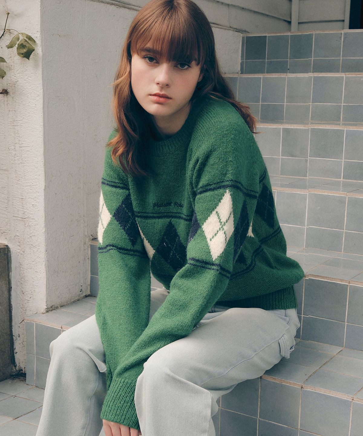 로라로라(ROLAROLA) ARGYLE KNIT PULLOVER GREEN