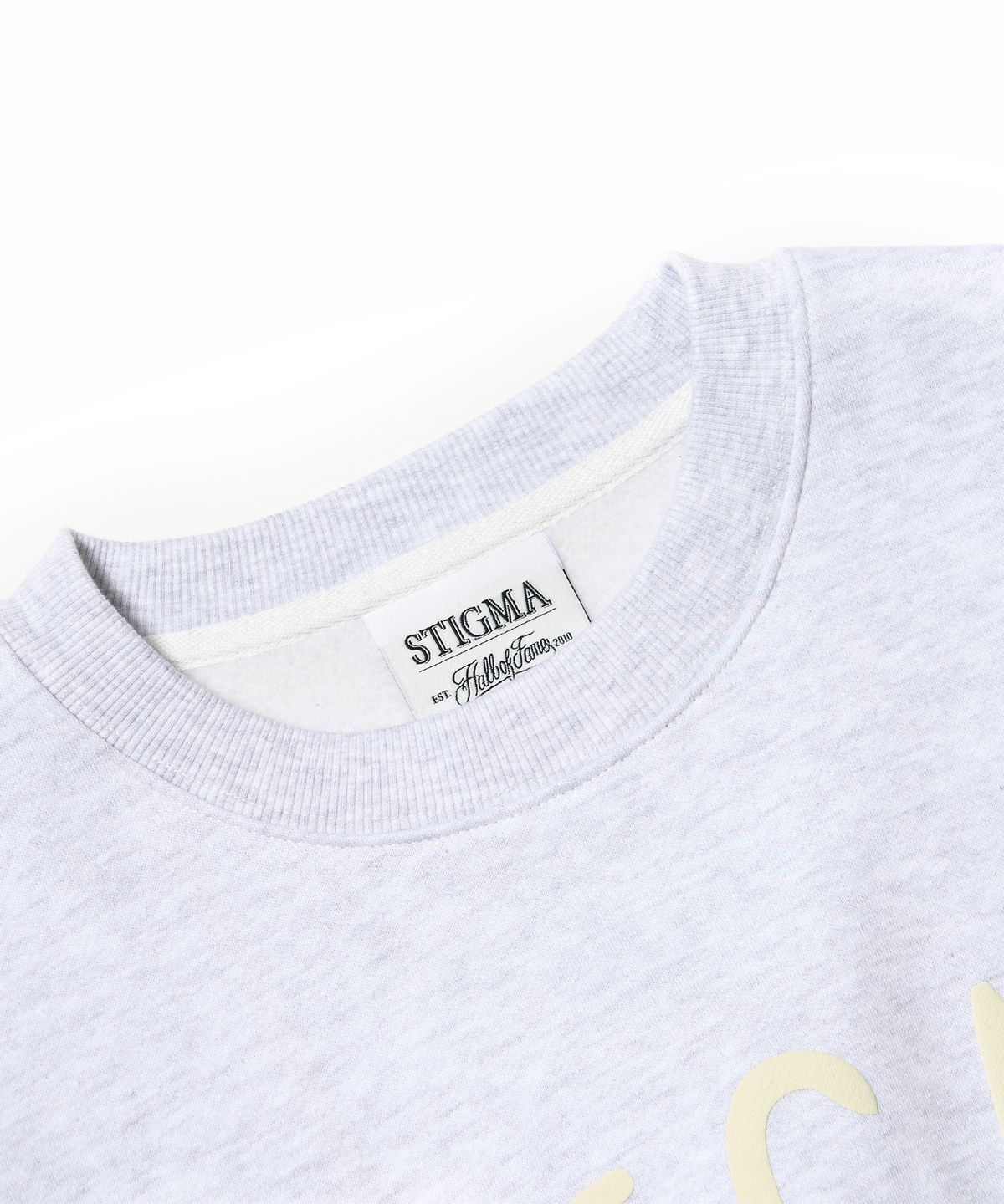 스티그마(STIGMA) STGM CROPED CREWNECK(FEMALE) WHITE MELANGE