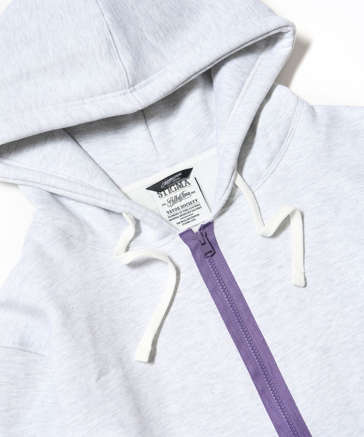 스티그마(STIGMA) ZIPPER OVERSIZED ZIP UP HOODIE WHITE MELANGE