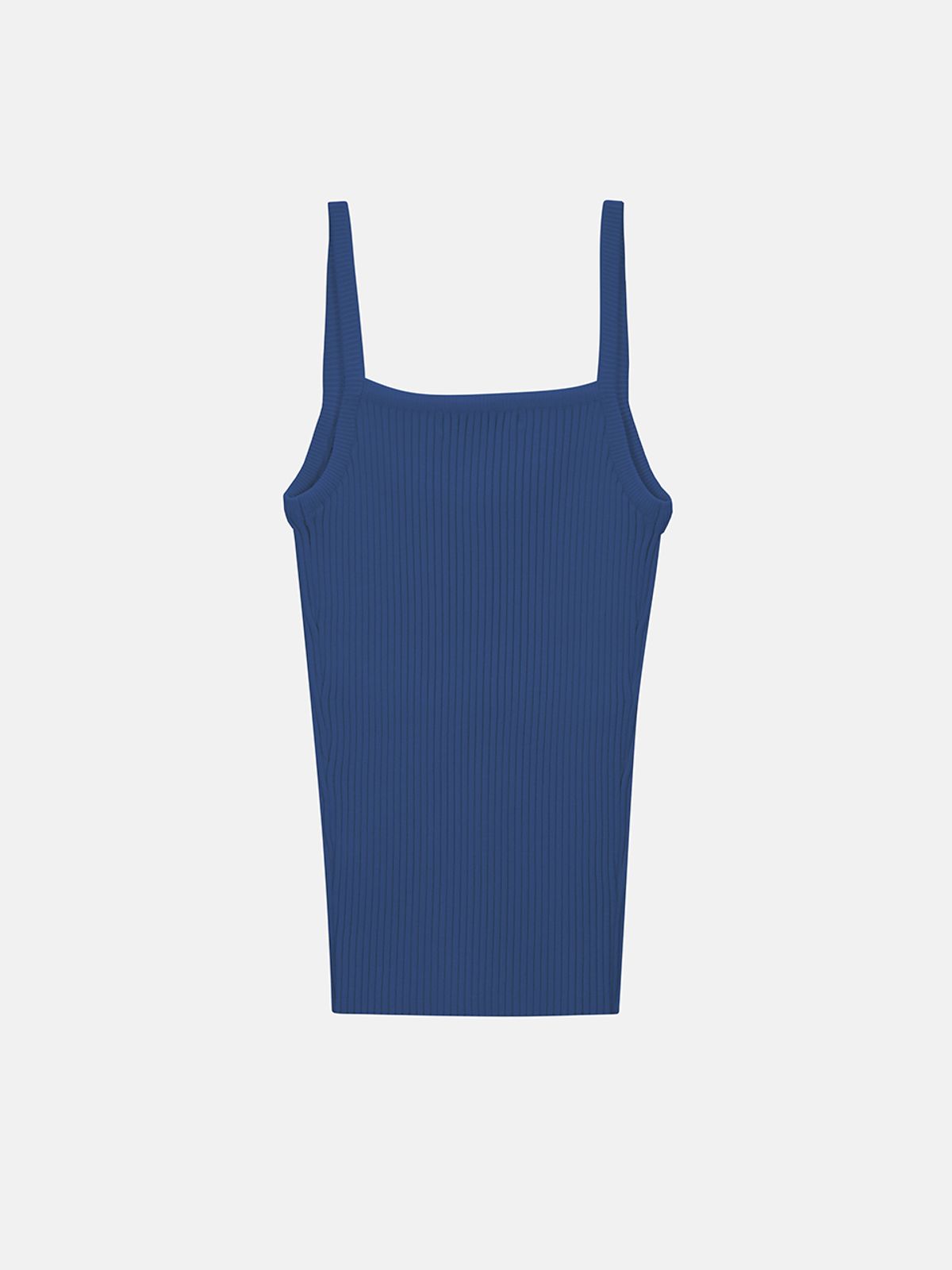 민더리(MEENDERI) RIBBED SLEEVELESS KNIT TOP - BLUE