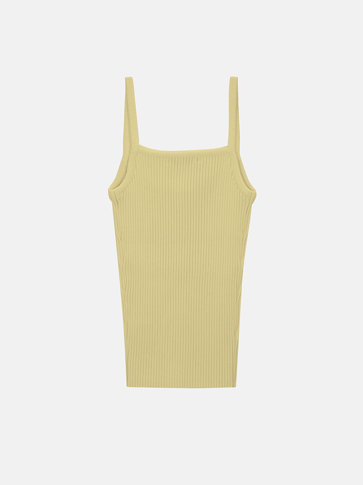 민더리(MEENDERI) RIBBED SLEEVELESS KNIT TOP - LEMON