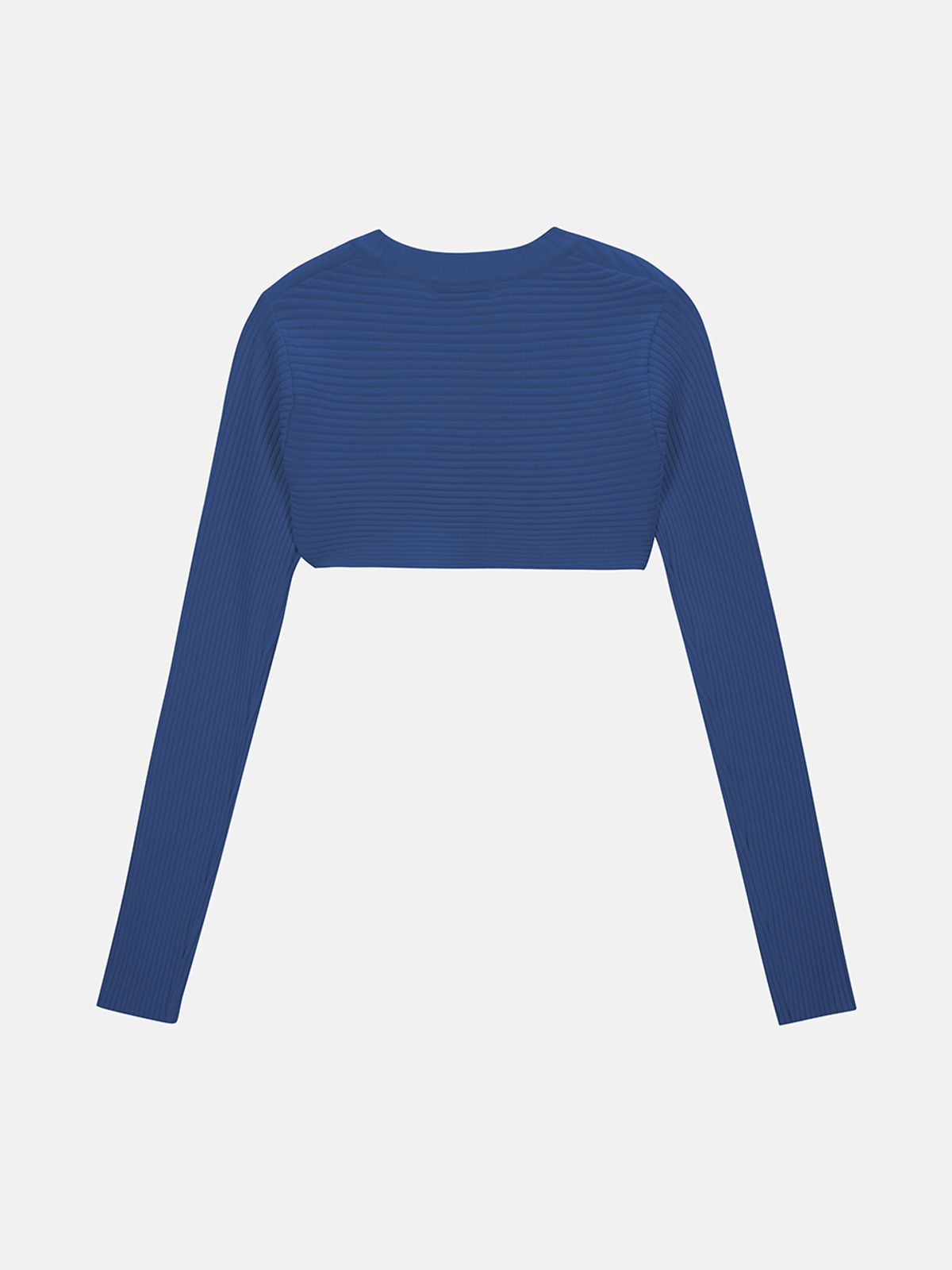 민더리(MEENDERI) CROSS RIBBED BOLERO TOP - BLUE
