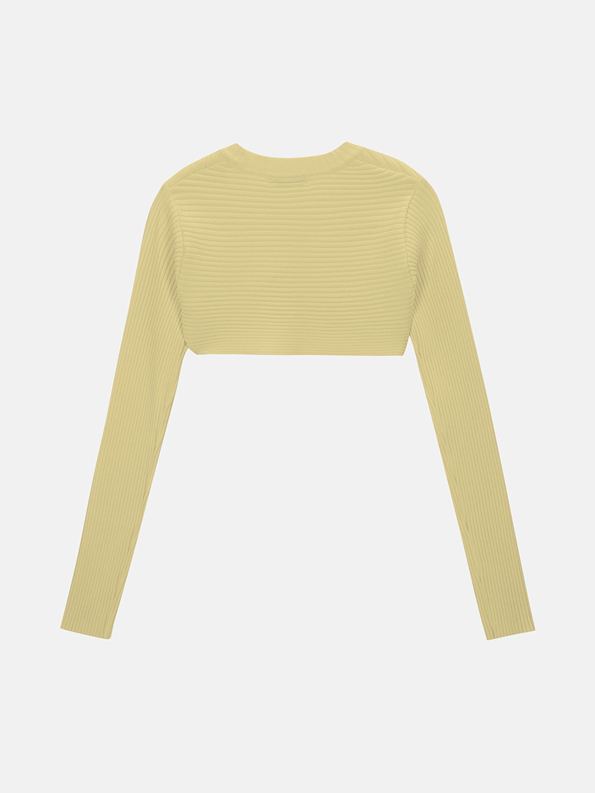 민더리(MEENDERI) CROSS RIBBED BOLERO TOP - LEMON