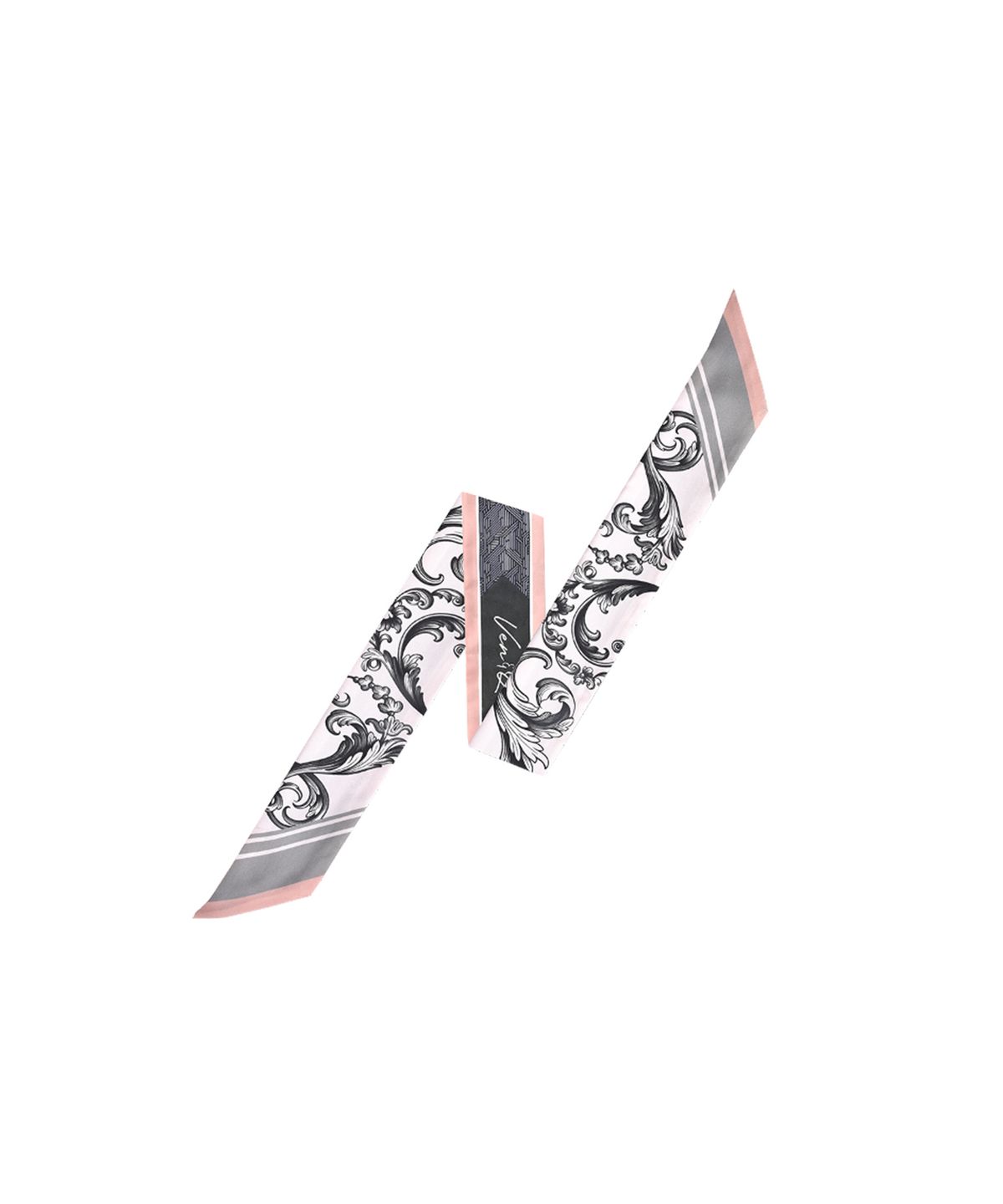 벤앤쿠(VENANDQU) Baroque-Coral Long Twilly Silk Scarf
