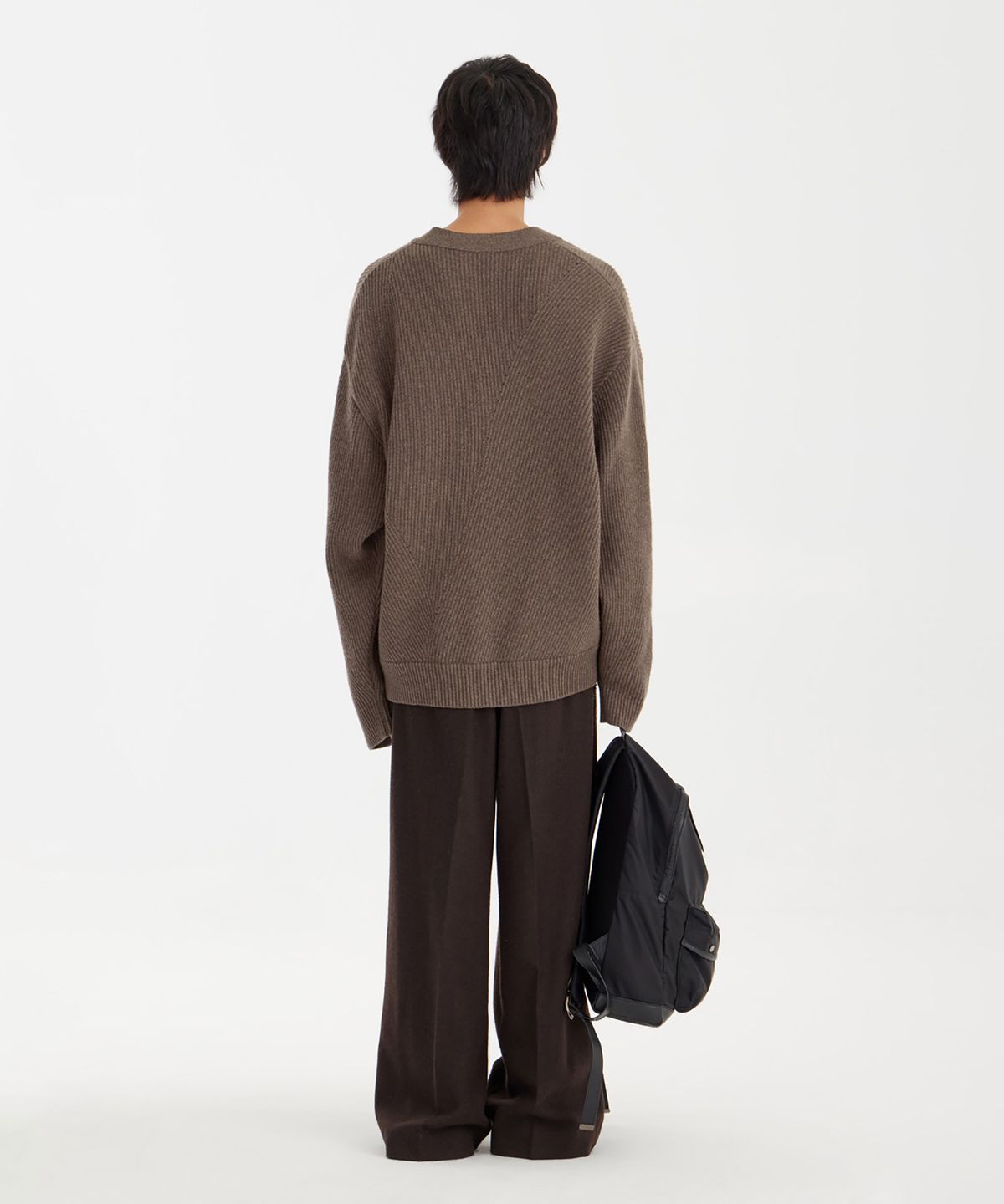 유스(YOUTH) Oversized Irregular Knit Cardigan - Brown