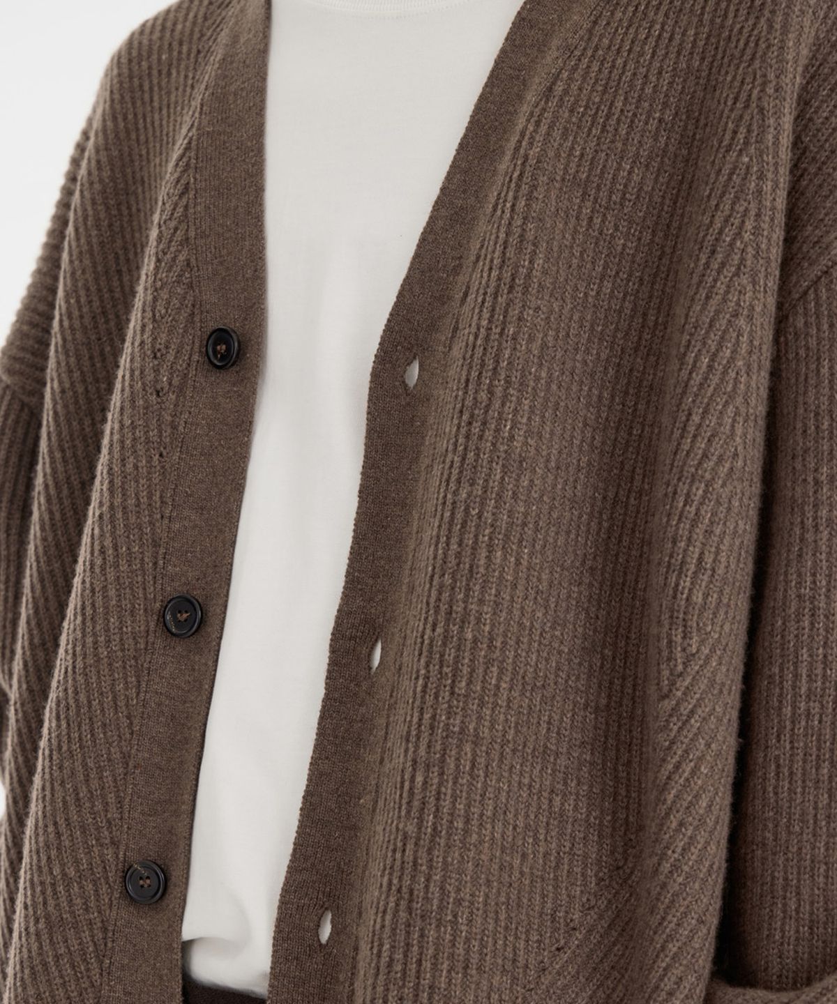 유스(YOUTH) Oversized Irregular Knit Cardigan - Brown
